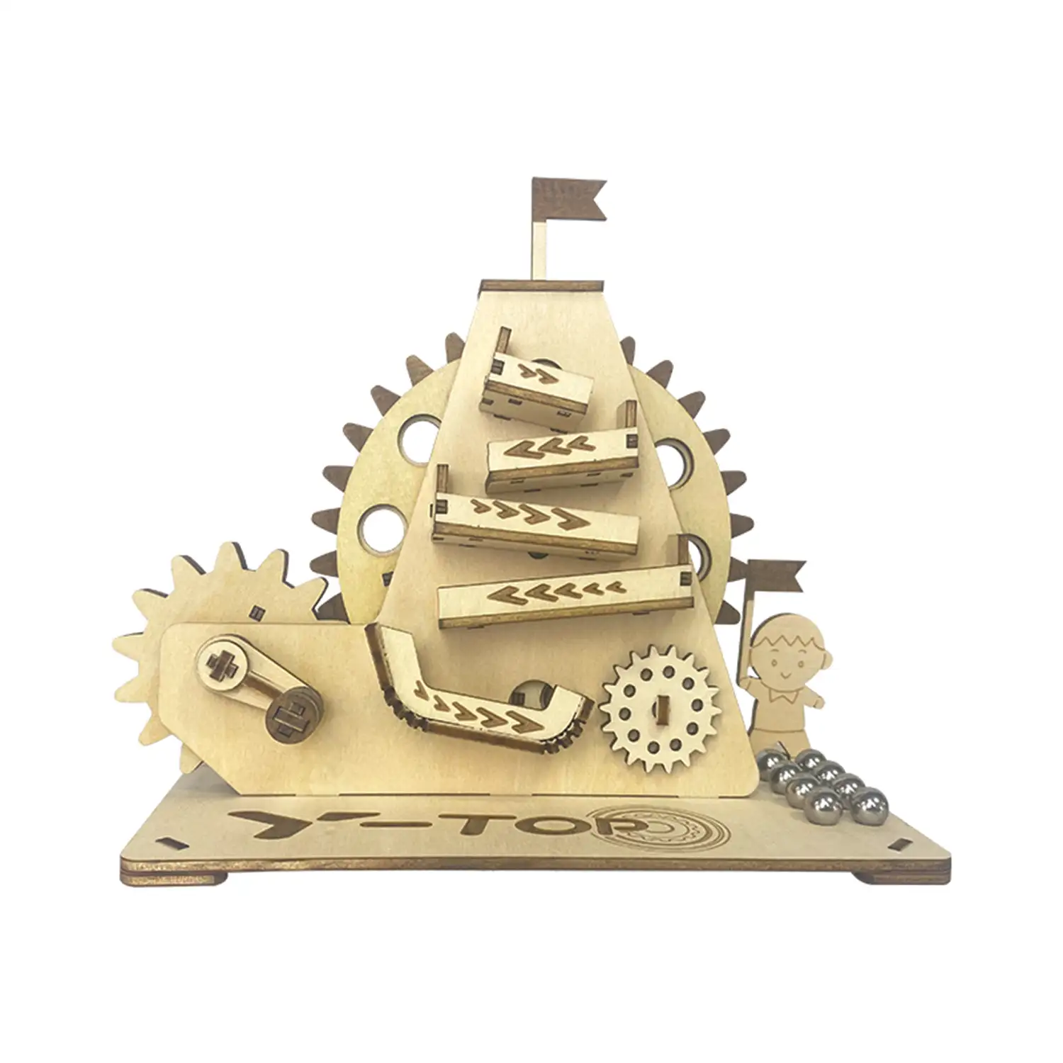 Maqueta de Madera 3D, con movimiento mecánico diseño de Bolas de Alpinismo.