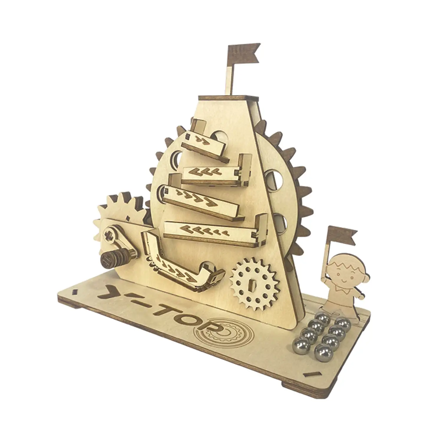 Maqueta de Madera 3D, con movimiento mecánico diseño de Bolas de Alpinismo.