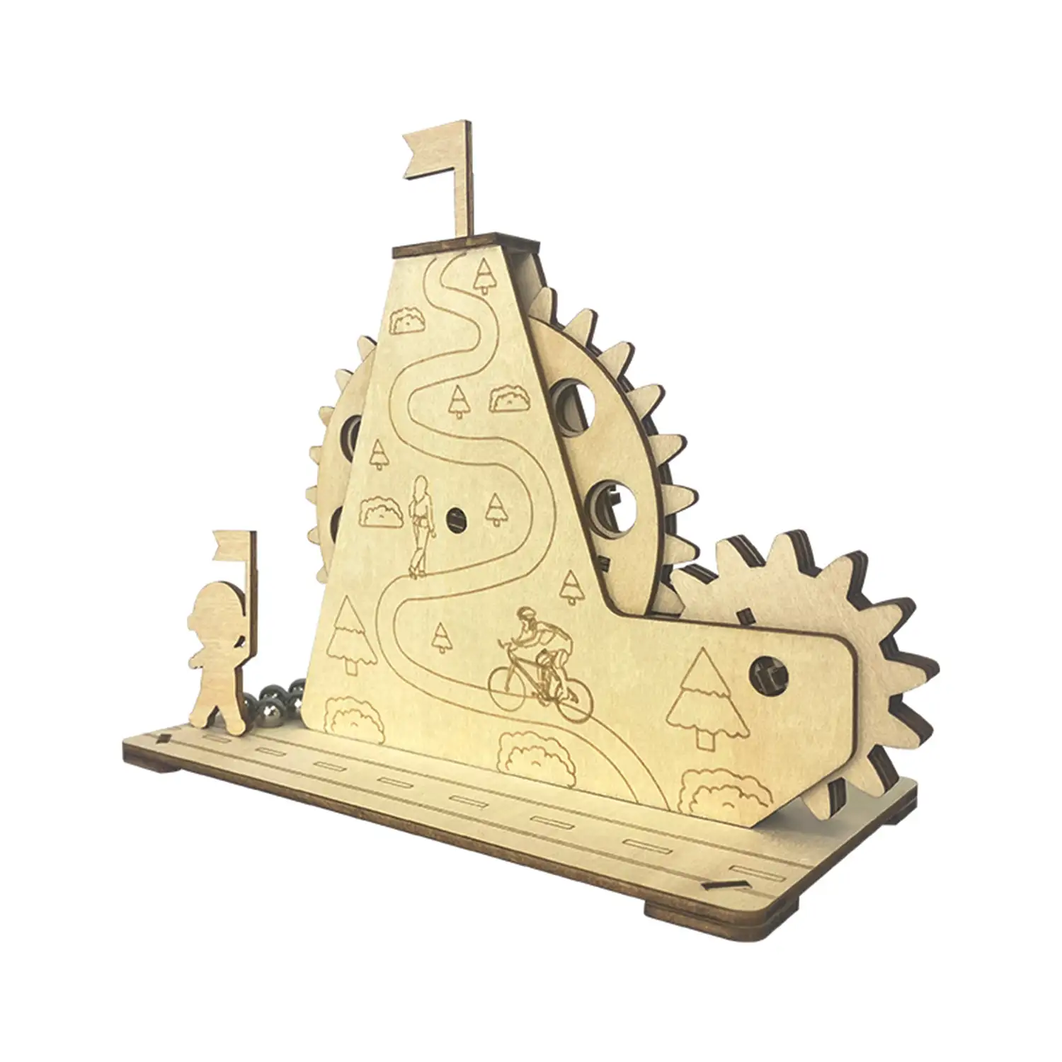 Maqueta de Madera 3D, con movimiento mecánico diseño de Bolas de Alpinismo.