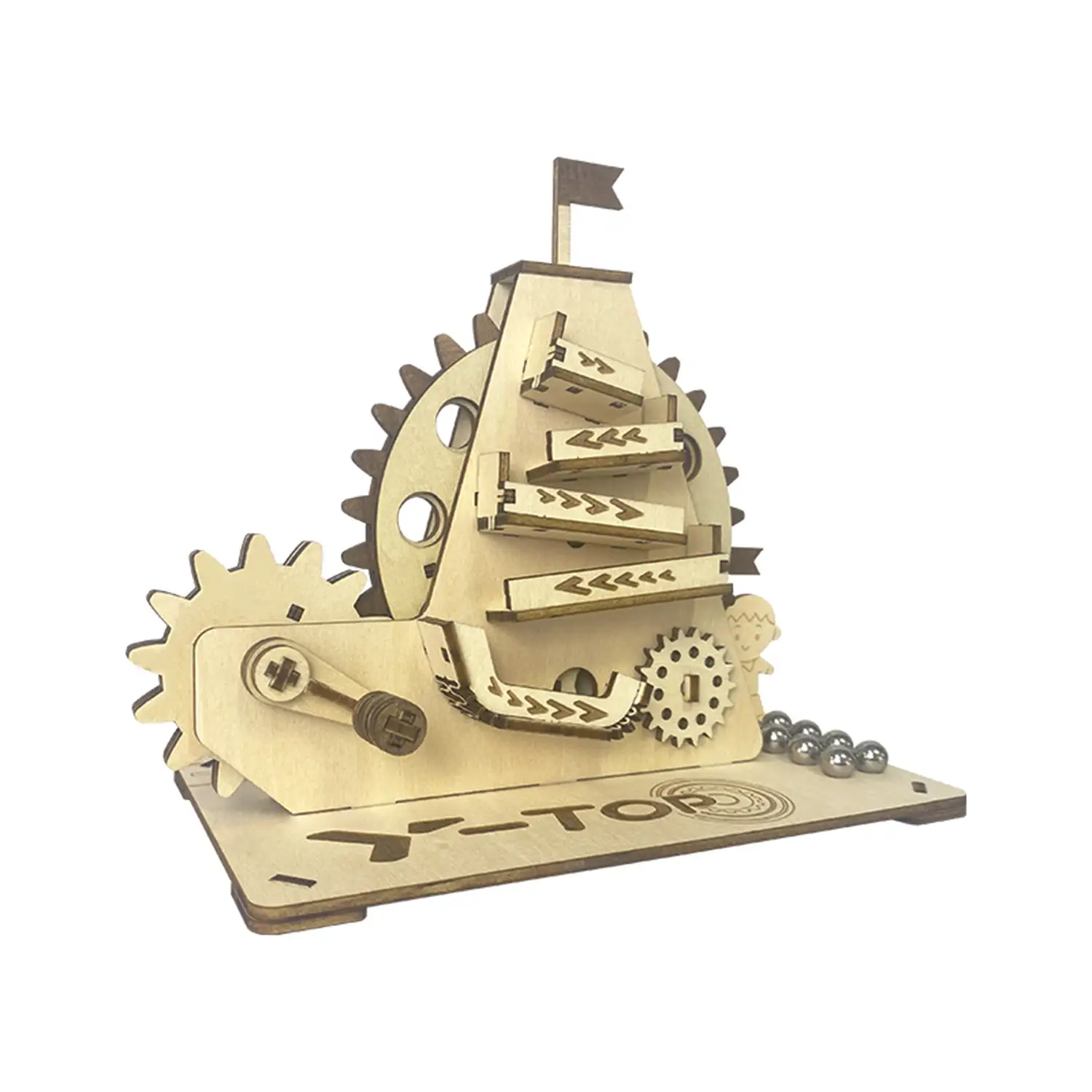 Maqueta de Madera 3D, con movimiento mecánico diseño de Bolas de Alpinismo.