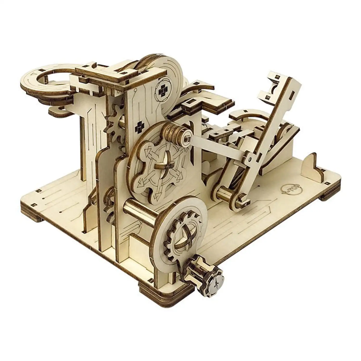 Maqueta de Madera 3D, con movimiento mecánico diseño de Bolas de Piedra en Espiral. 153 piezas.