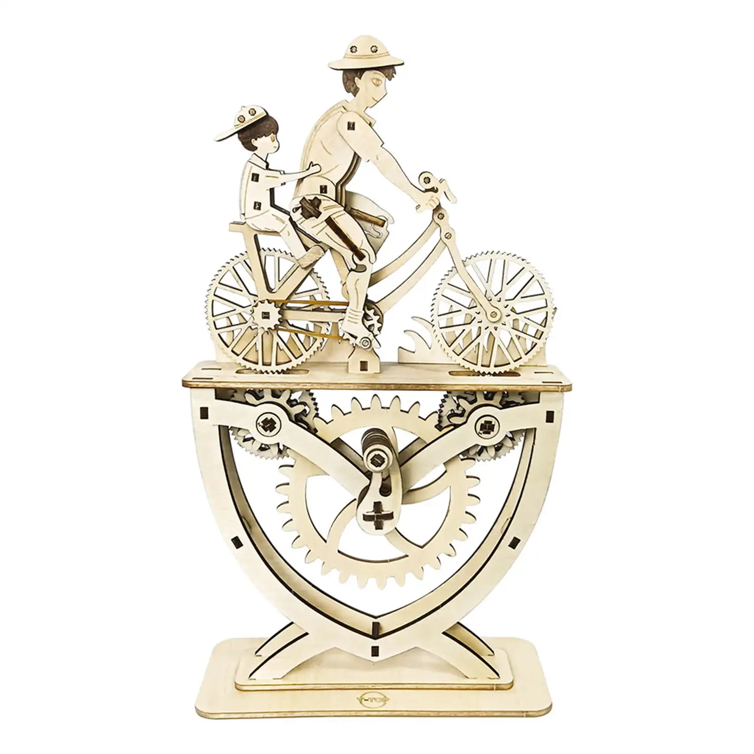 Maqueta de Madera 3D, con movimiento mecánico diseño de Amantes de la bicicleta - Padre e hijo. 118 piezas.