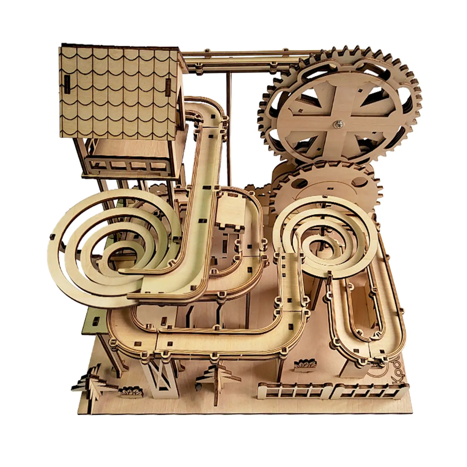 Maqueta de Madera 3D, con movimiento mecánico diseño de Pista de bolas Jungla. 250 piezas