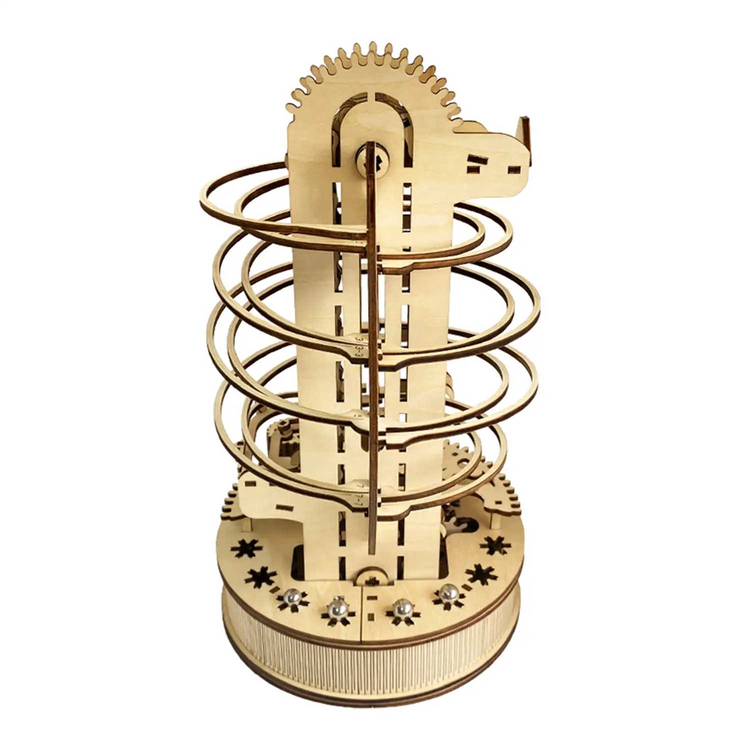 Maqueta de Madera 3D, con movimiento mecánico diseño de pista de bolas Mecánicas.