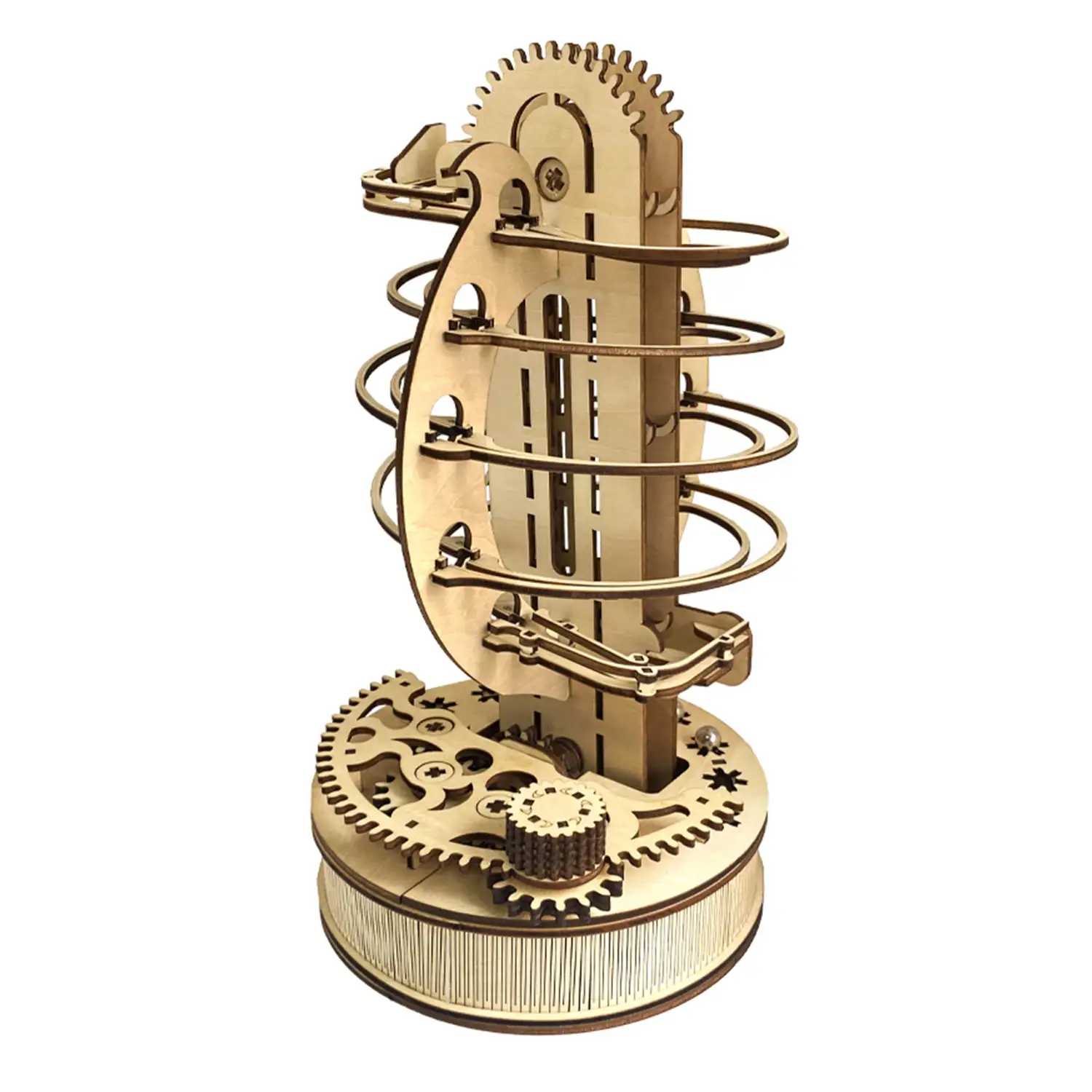 Maqueta de Madera 3D, con movimiento mecánico diseño de pista de bolas Mecánicas.