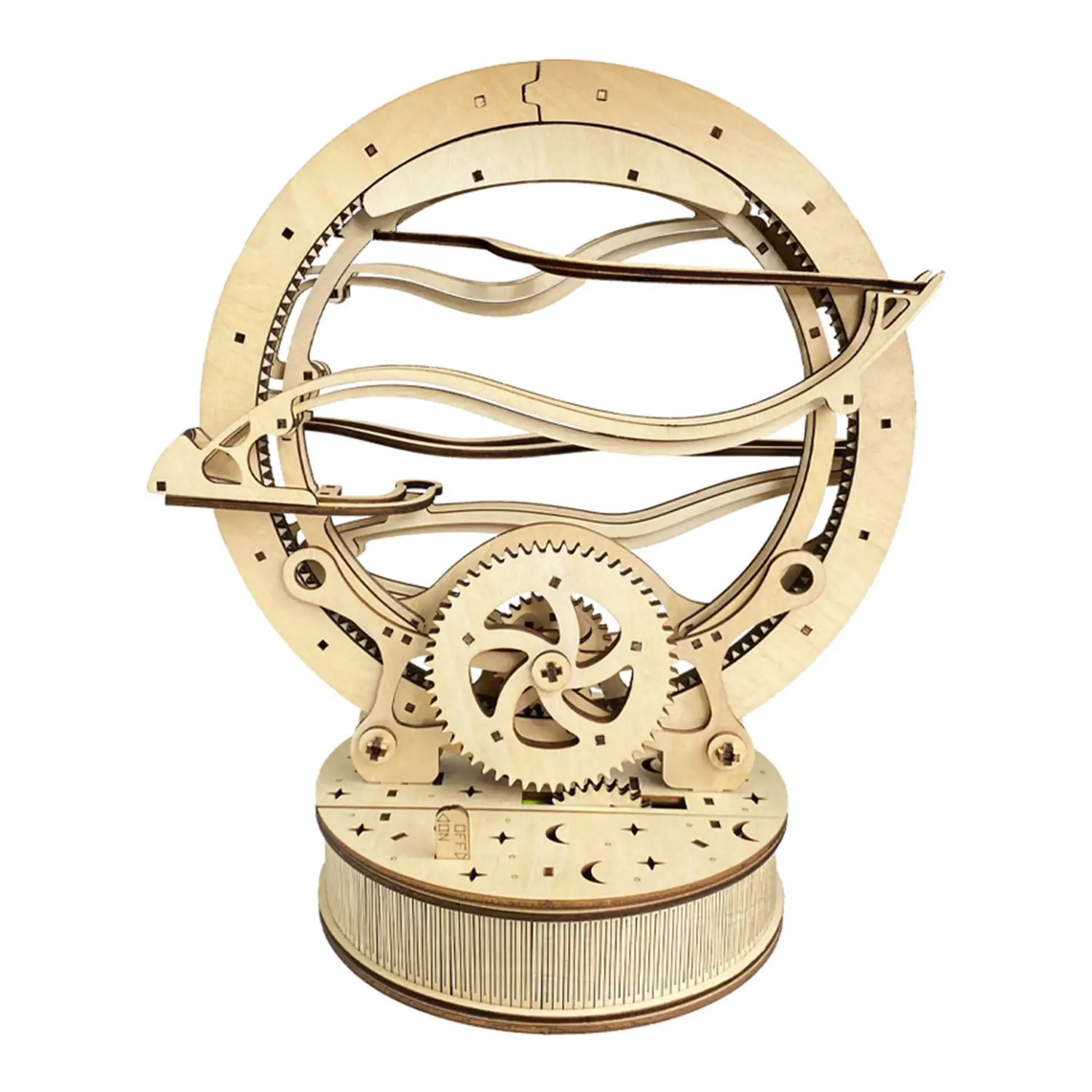 Maqueta de Madera 3D, con movimiento mecánico diseño de Pista de bolas Orbital con panel Solar.