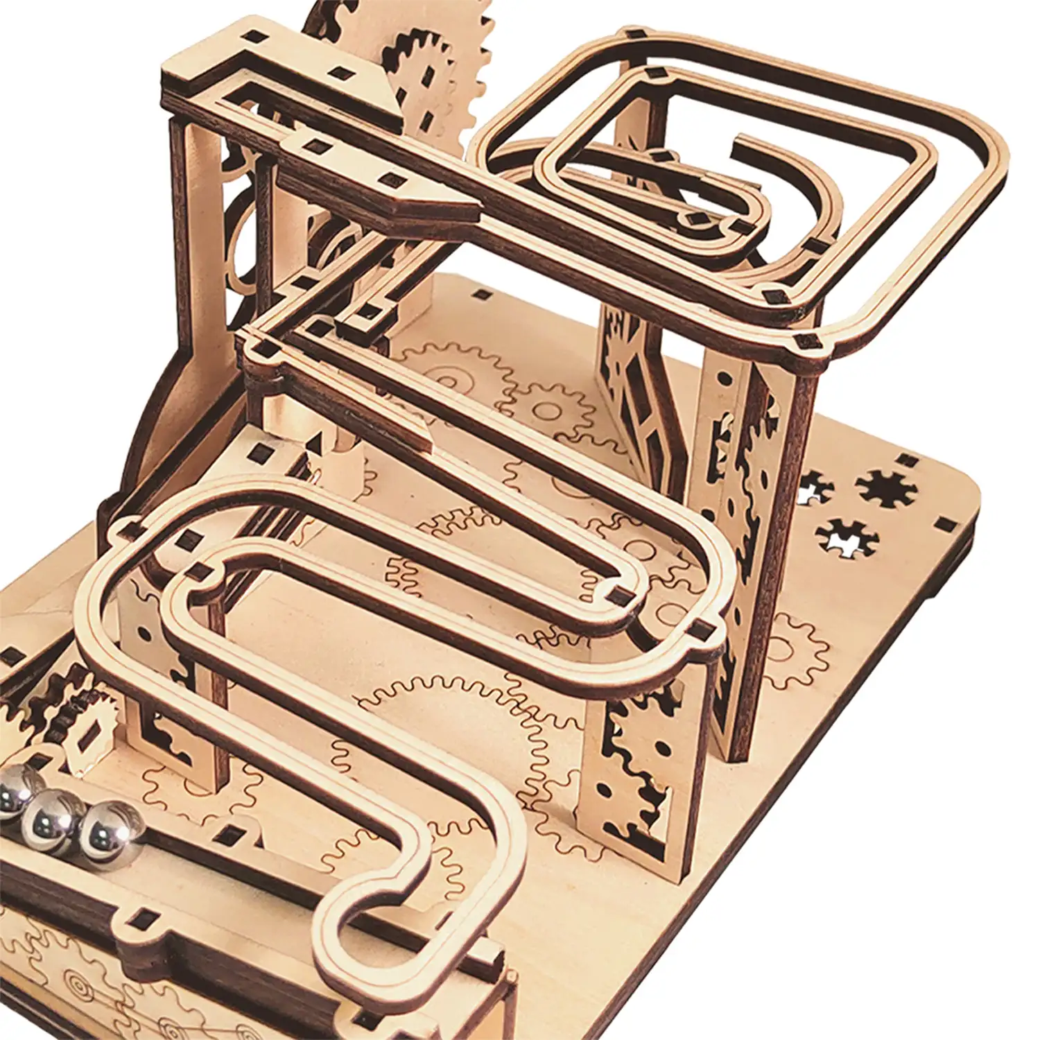 Maqueta de Madera 3D, con movimiento mecánico diseño de Lanzapiedras Mecánico. 81 piezas.