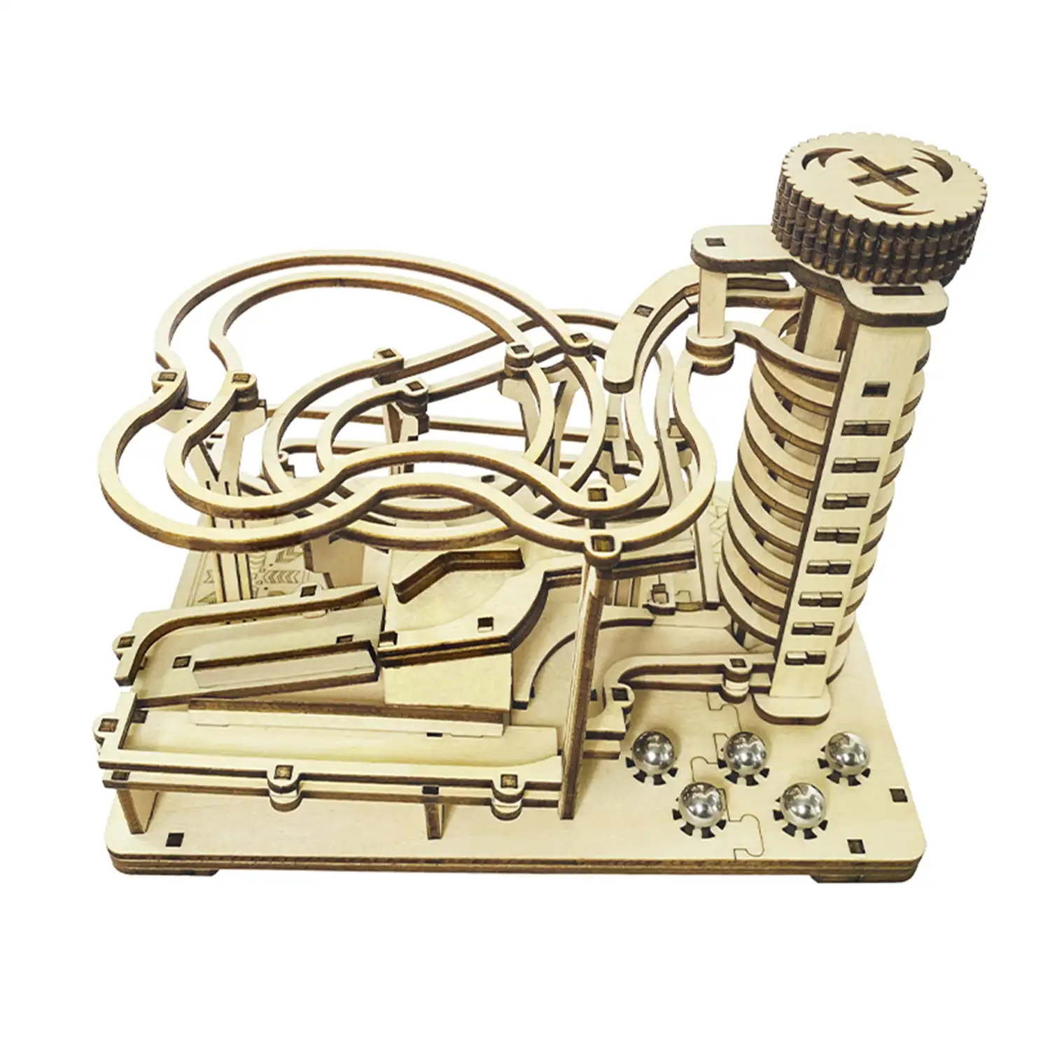 Maqueta de Madera 3D, con movimiento mecánico diseño de Bola orbital mecánica de manivela.