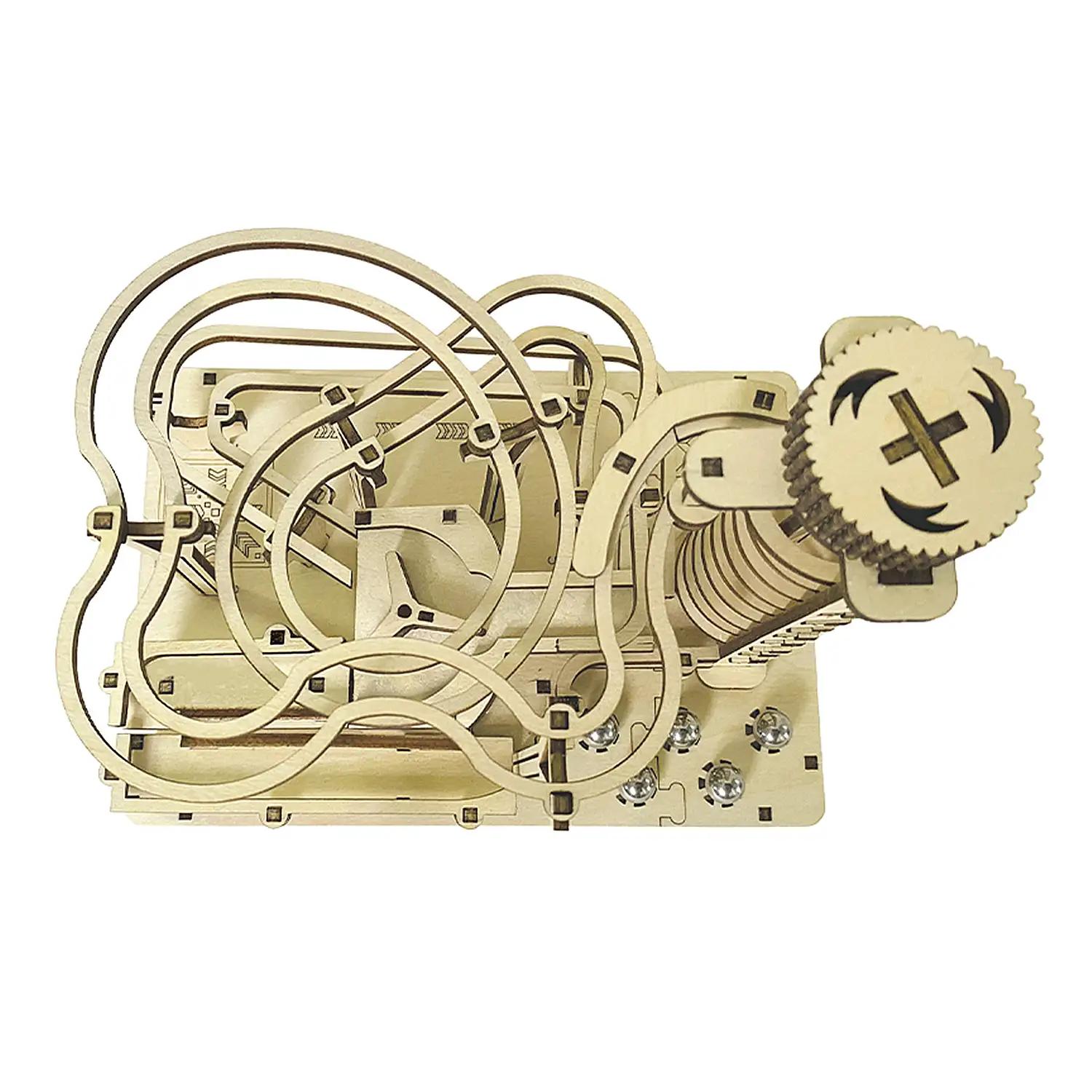 Maqueta de Madera 3D, con movimiento mecánico diseño de Bola orbital mecánica de manivela.