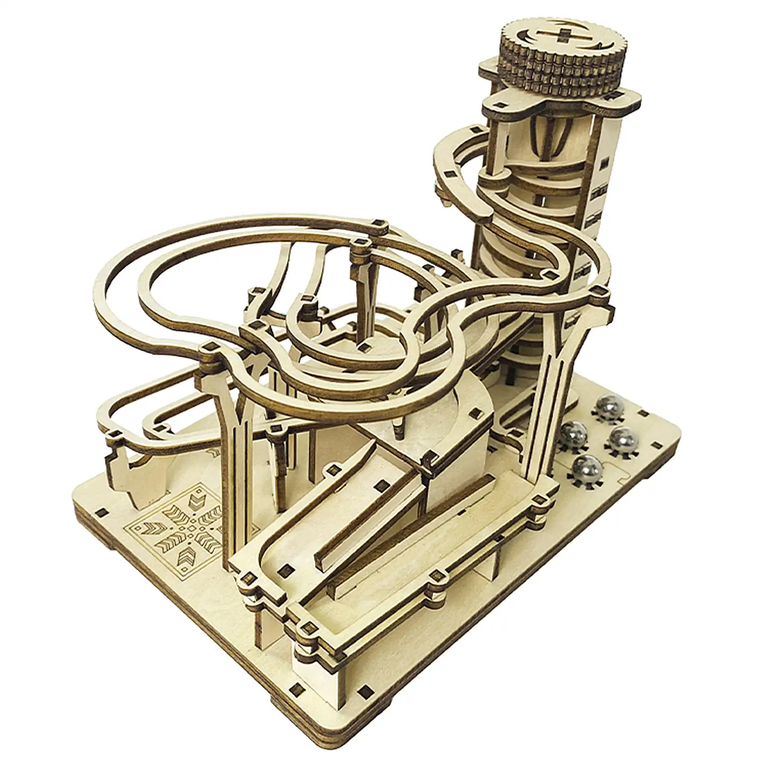 Maqueta de Madera 3D, con movimiento mecánico diseño de Bola orbital mecánica de manivela.