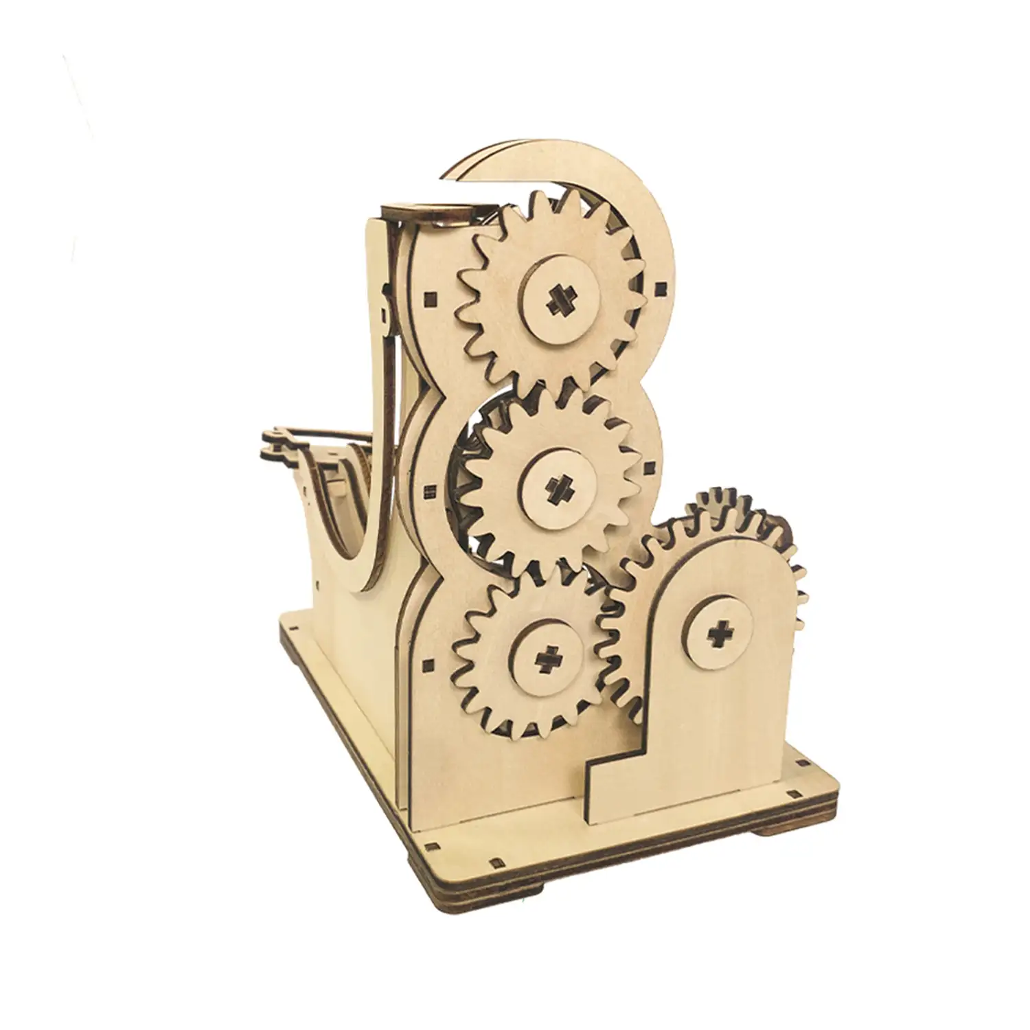 Maqueta de Madera 3D, con movimiento mecánico diseño de pista de bolas orbitales con manivela.
