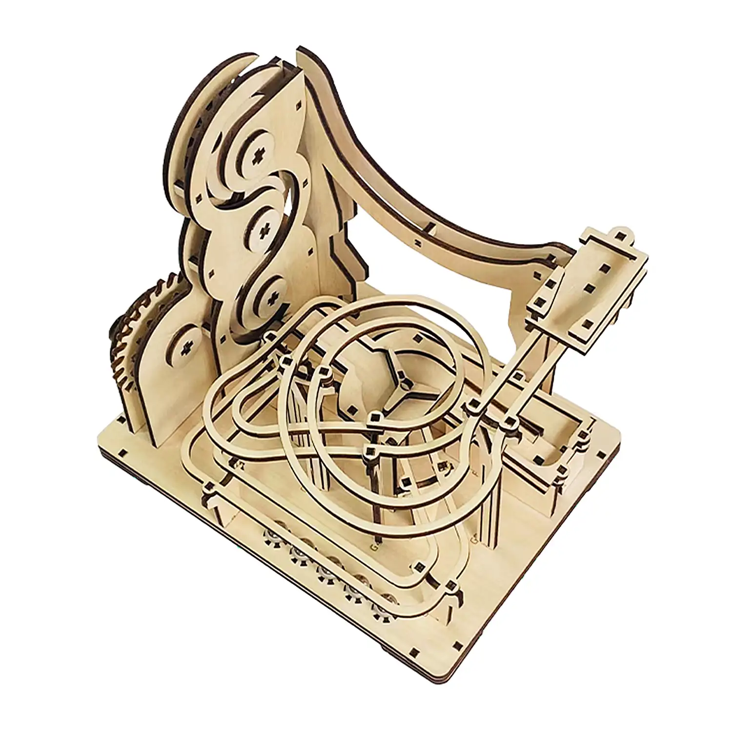Maqueta de Madera 3D, con movimiento mecánico diseño laberinto de Bolas orbitales mecánicas de manivela.