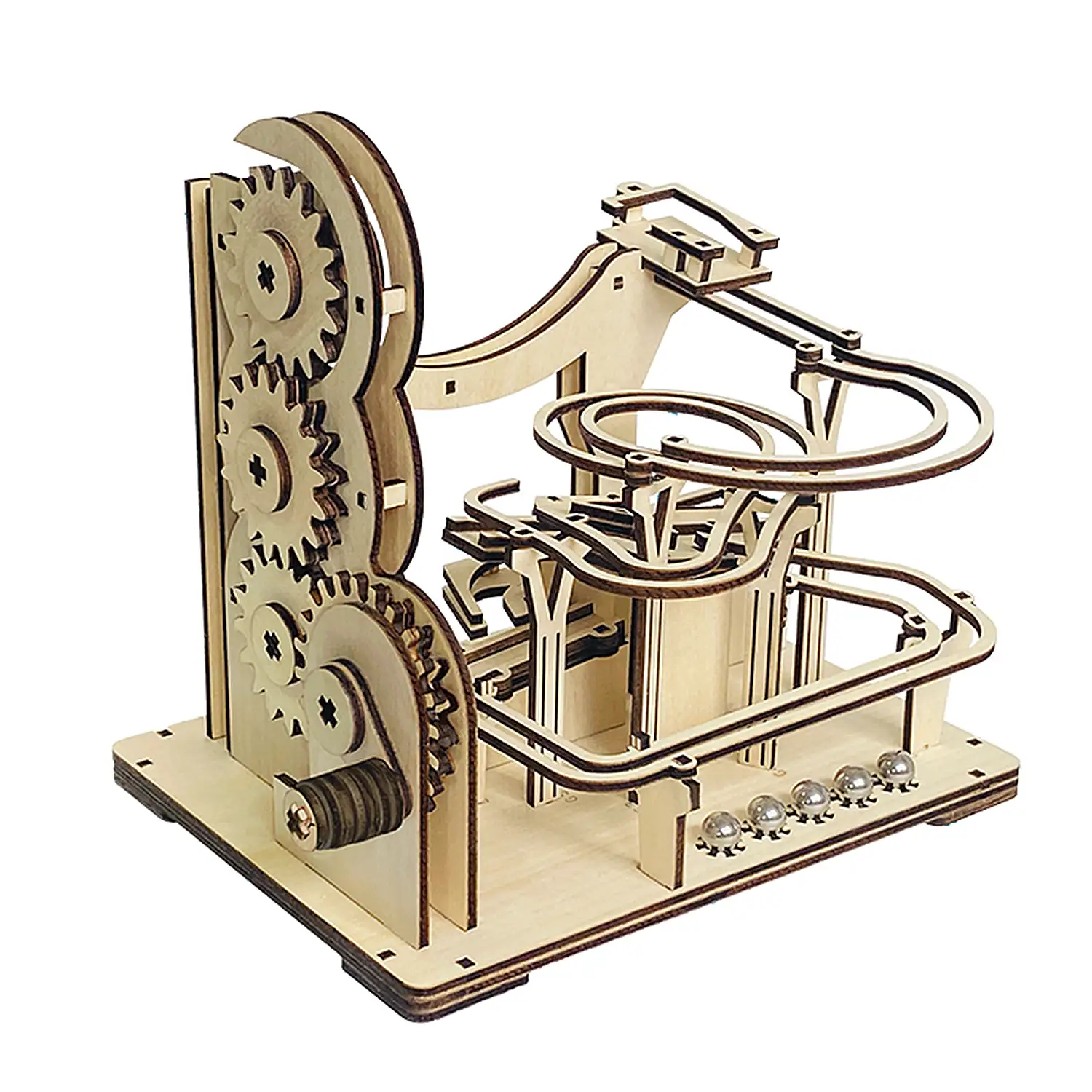Maqueta de Madera 3D, con movimiento mecánico diseño laberinto de Bolas orbitales mecánicas de manivela.