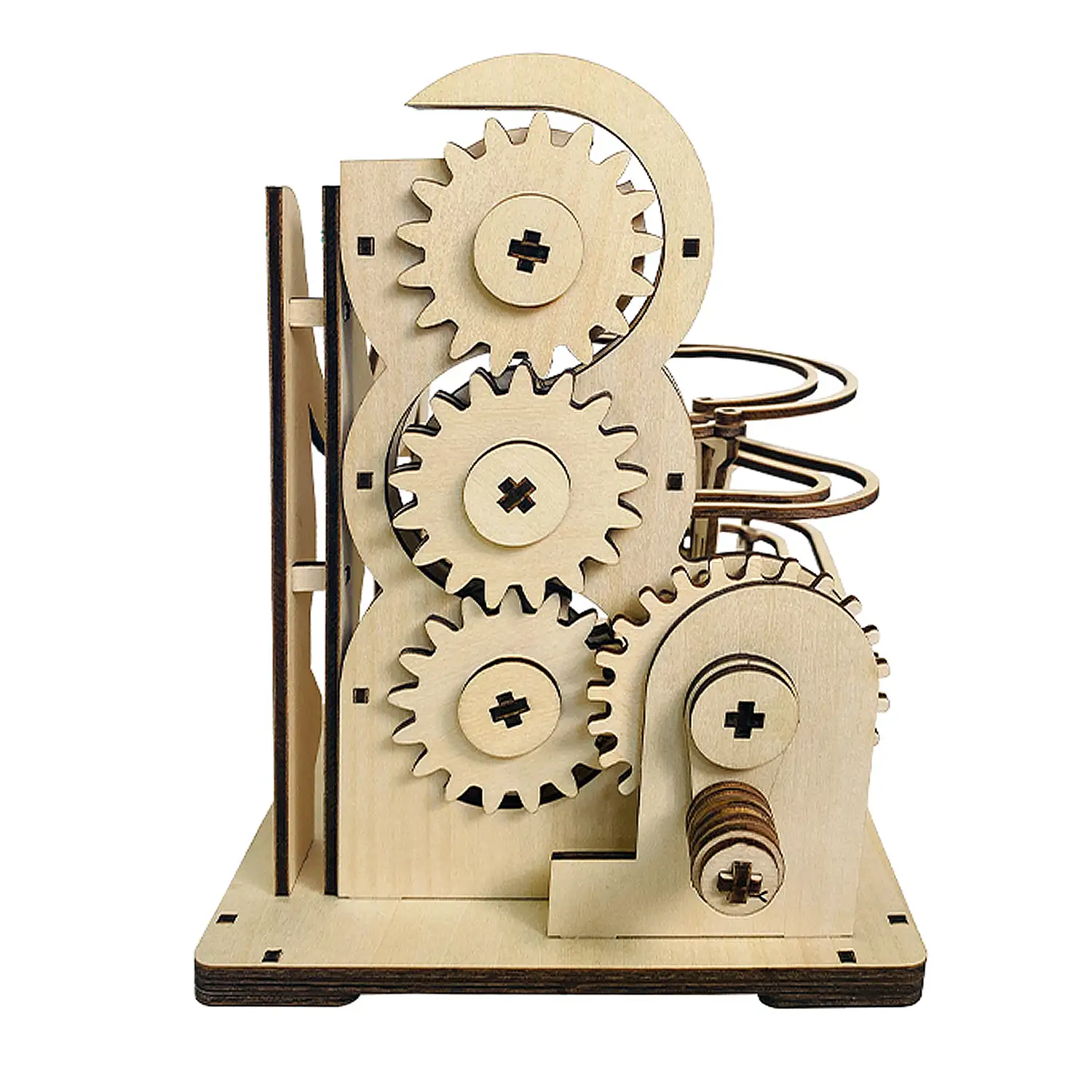 Maqueta de Madera 3D, con movimiento mecánico diseño laberinto de Bolas orbitales mecánicas de manivela.