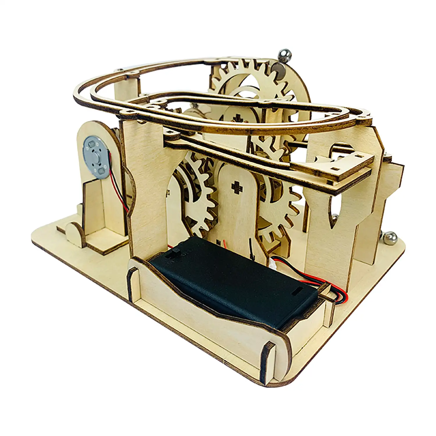 Maqueta de Madera 3D, con movimiento mecánico diseño Bolas mecánicas multifuncionales con panel solar.