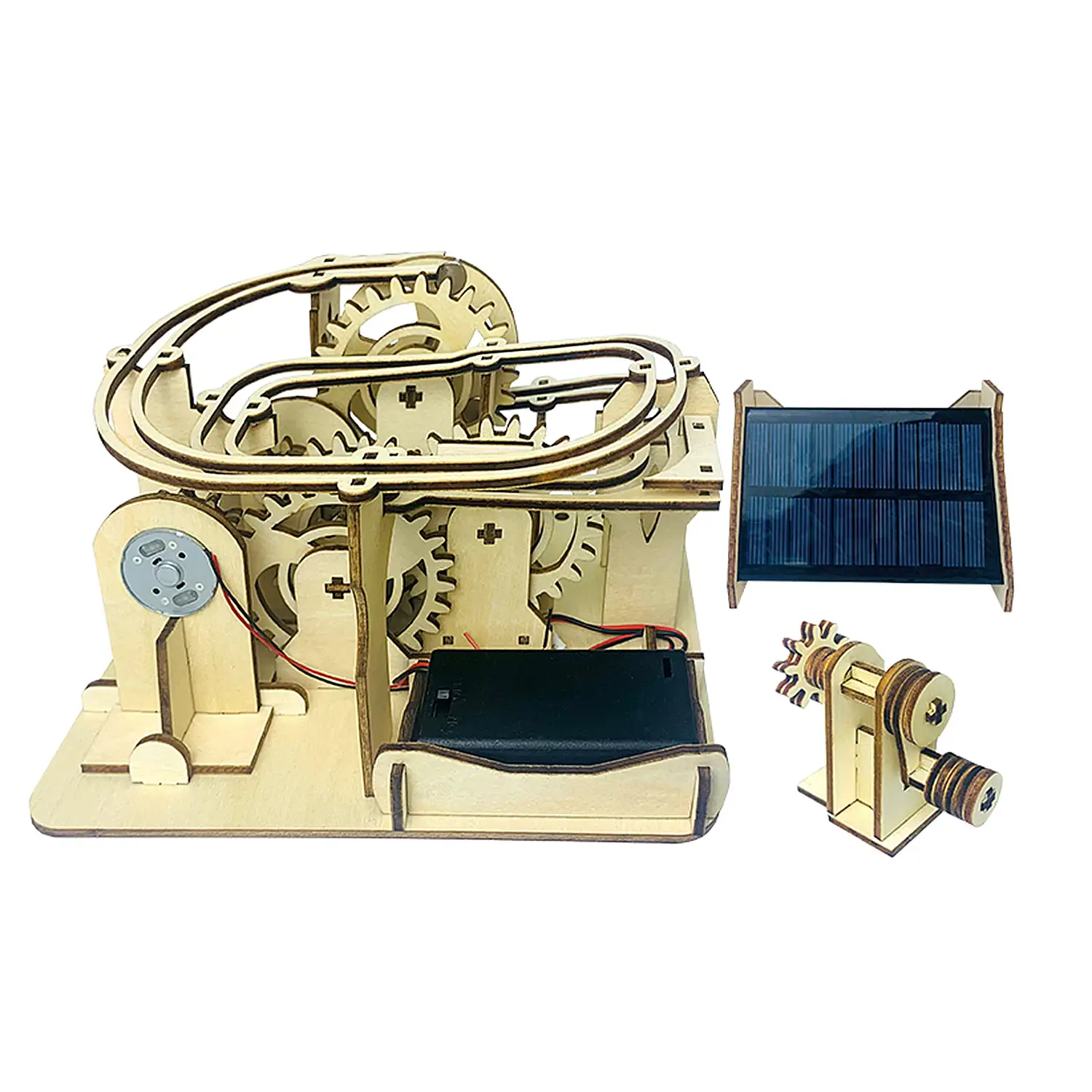 Maqueta de Madera 3D, con movimiento mecánico diseño Bolas mecánicas multifuncionales con panel solar.
