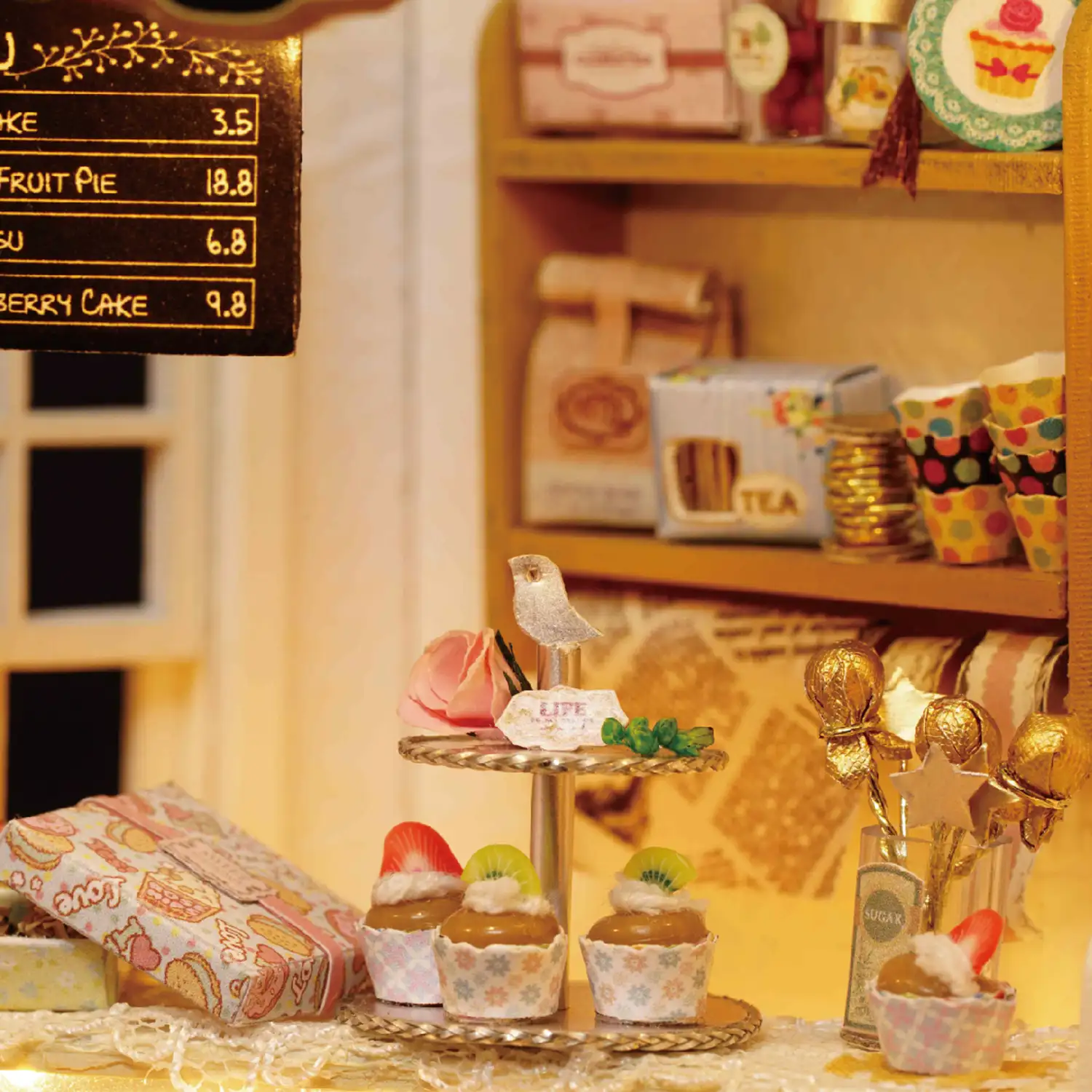 Tienda de dulces Diario de las Tartas, Maqueta 3D realista con gran detalle, cubierta antipolvo y luces led.