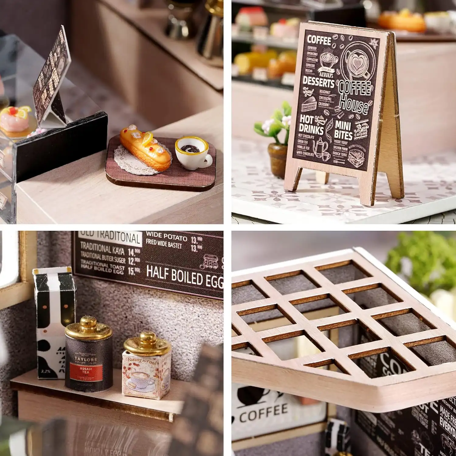 Cafetería Fácil. Maqueta 3D realista con gran detalle, cubierta antipolvo y luces led.