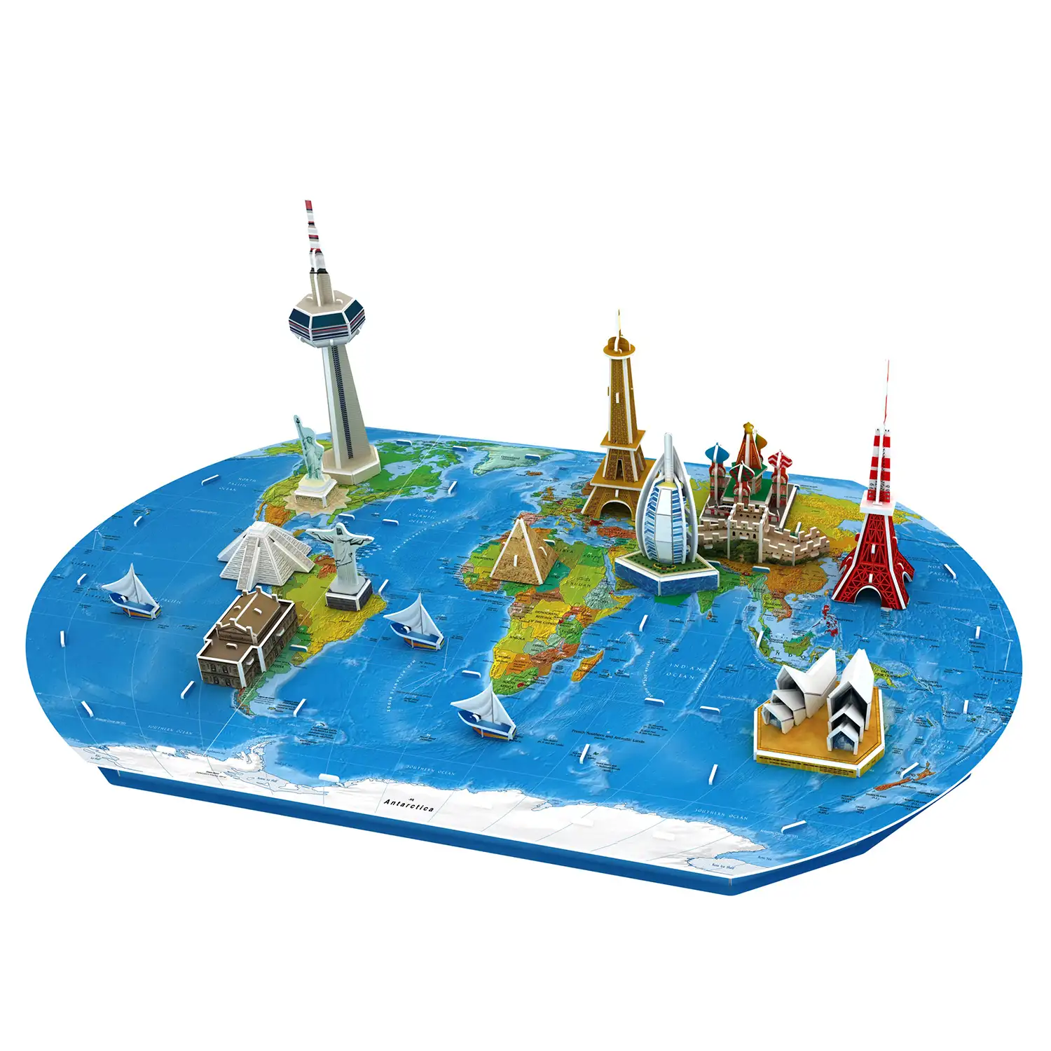 Puzle 3D de cartón Viaje por el mundo. 136 piezas.