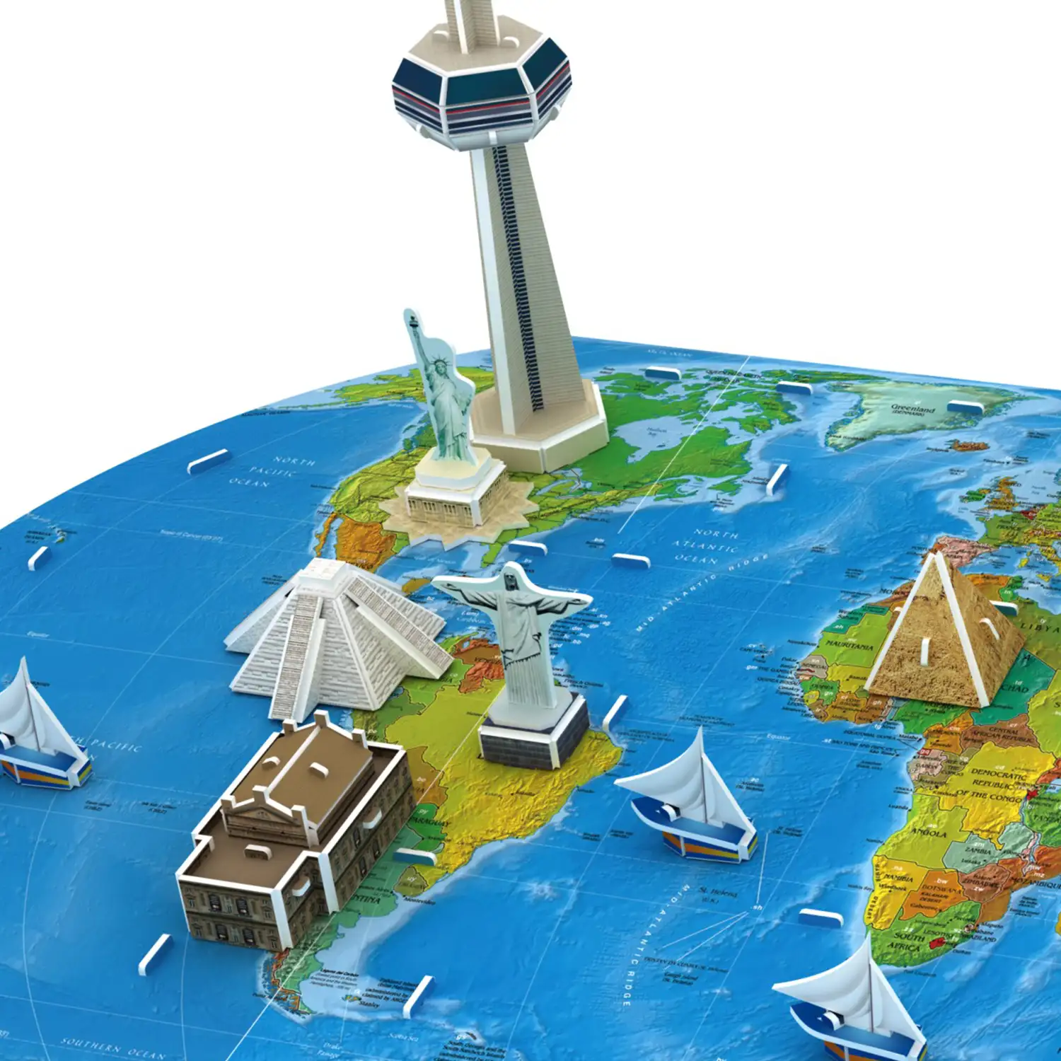 Puzle 3D de cartón Viaje por el mundo. 136 piezas.