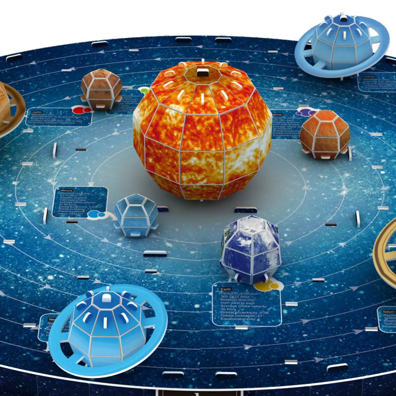 Puzle 3D de cartón del Sistema Solar, planetas con relieve. 106 piezas.