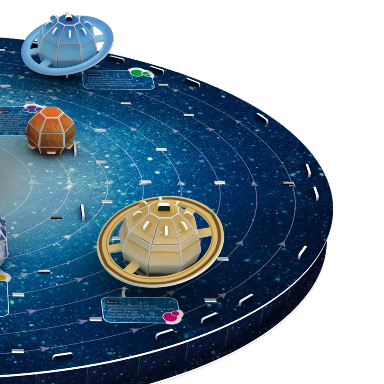 Puzle 3D de cartón del Sistema Solar, planetas con relieve. 106 piezas.