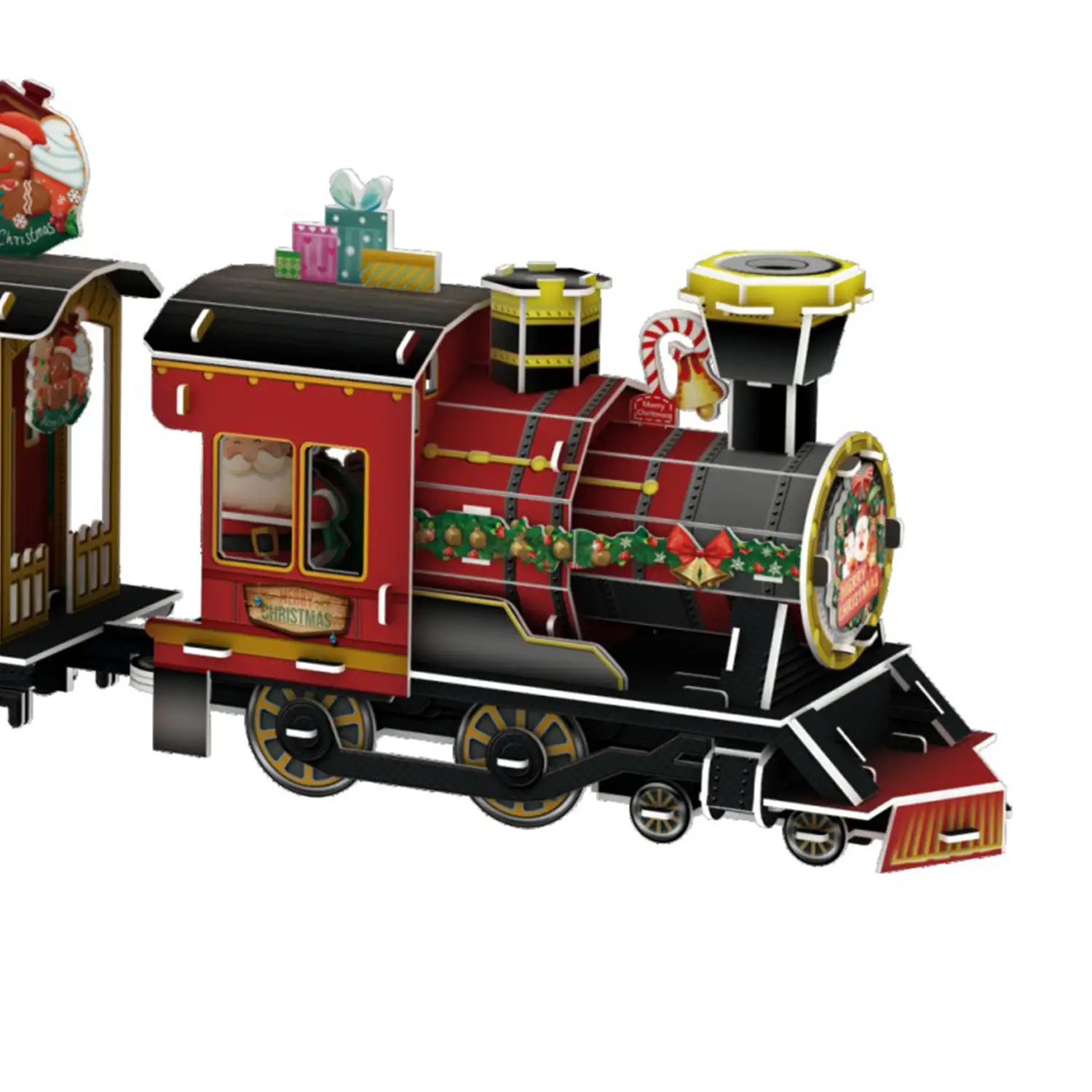 Maqueta 3D de cartón de un Tren de Navidad con luces. 139 piezas.