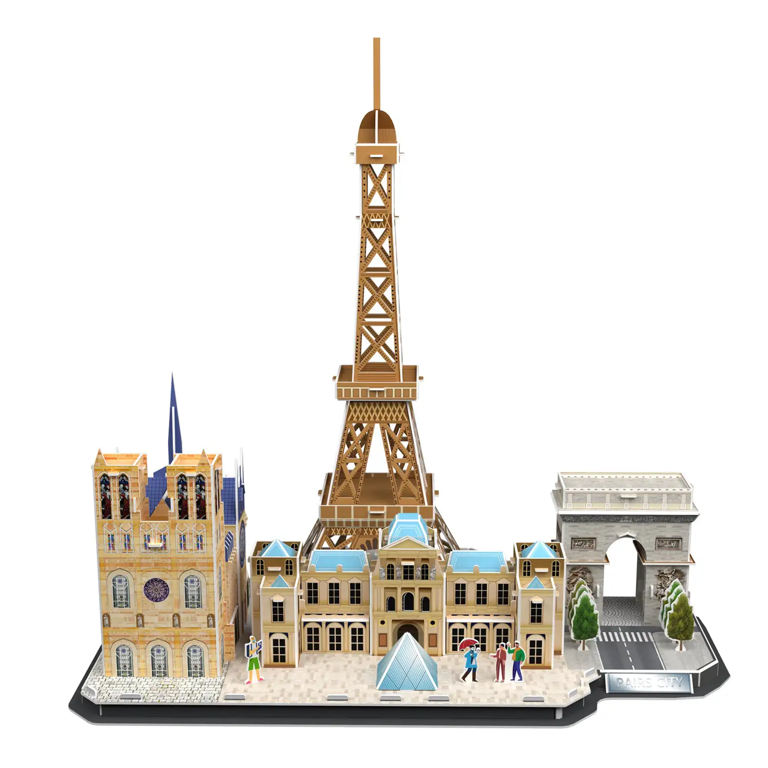 Puzle 3D de cartón de la ciudad de París con luces LED. 104 piezas.