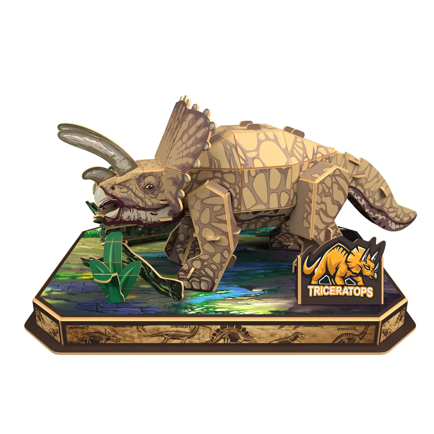 Puzle 3D de cartón del Dinosaurio Triceratops. 48 piezas.
