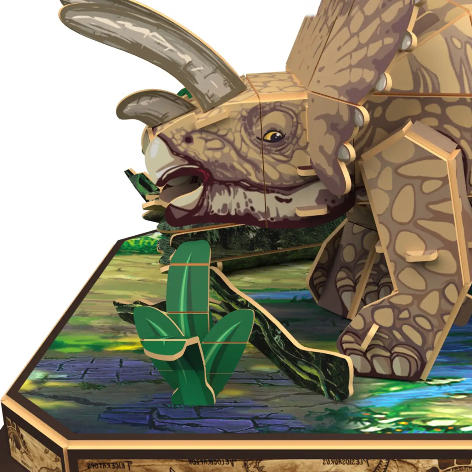 Puzle 3D de cartón del Dinosaurio Triceratops. 48 piezas.