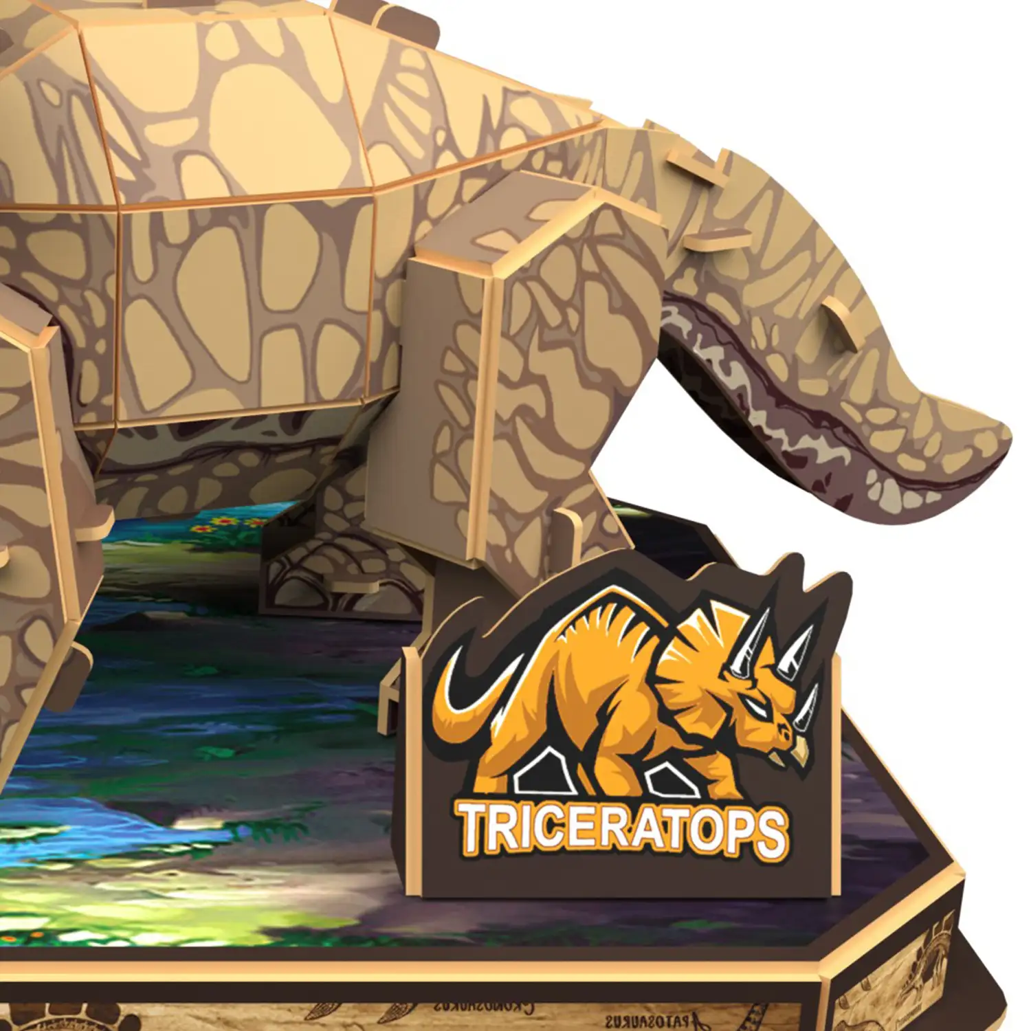 Puzle 3D de cartón del Dinosaurio Triceratops. 48 piezas.