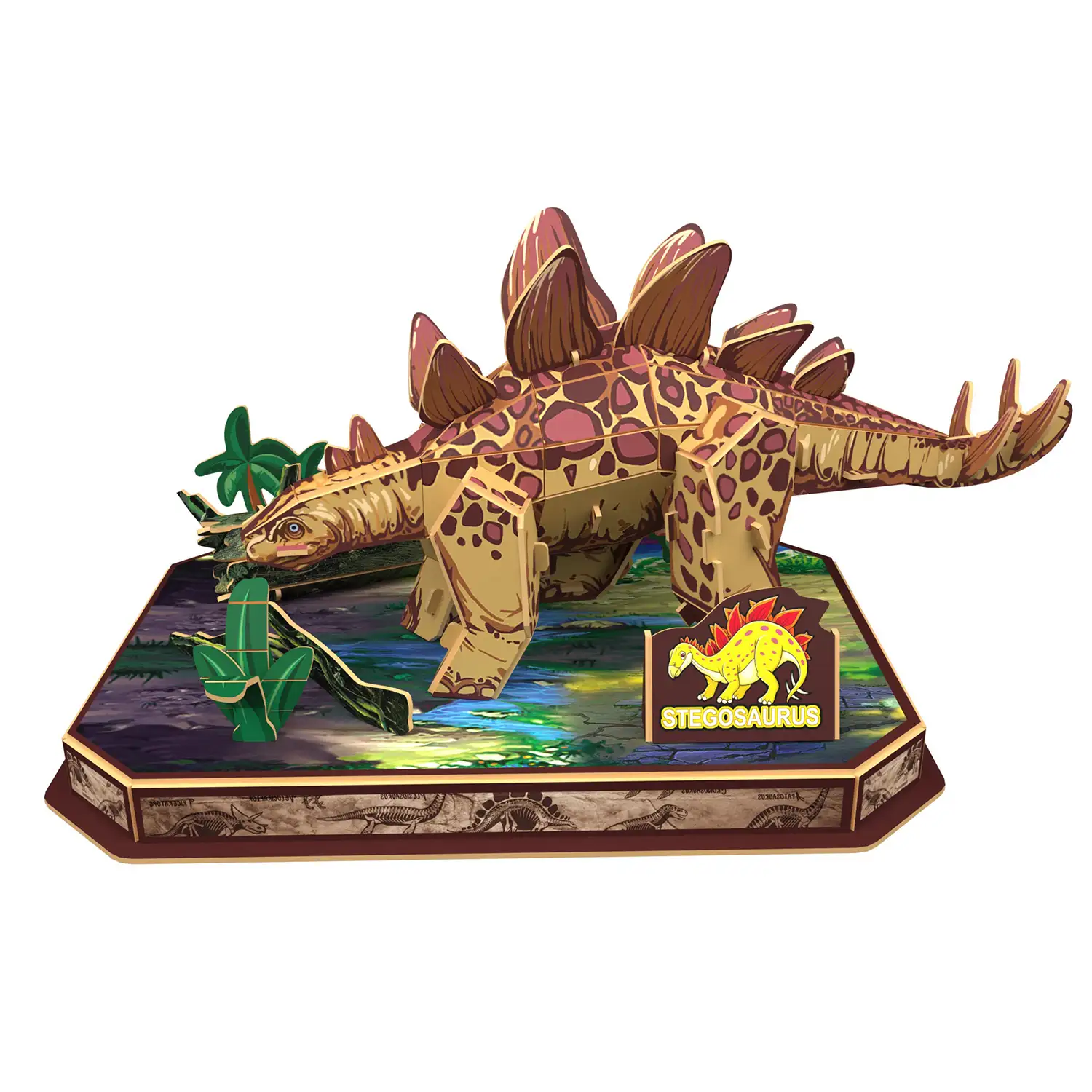 Puzle 3D de cartón del Dinosaurio Stegosaurus. 48 piezas.