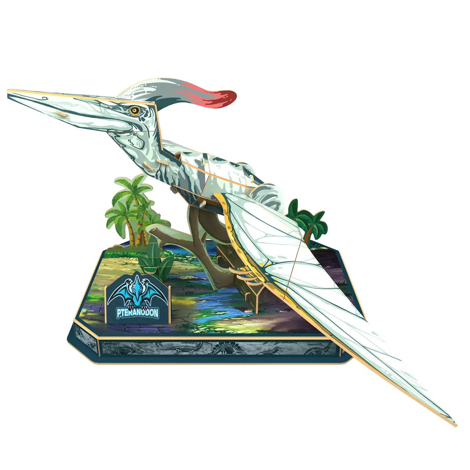 Puzle 3D de cartón del Dinosaurio Pteranodon. 30 piezas.