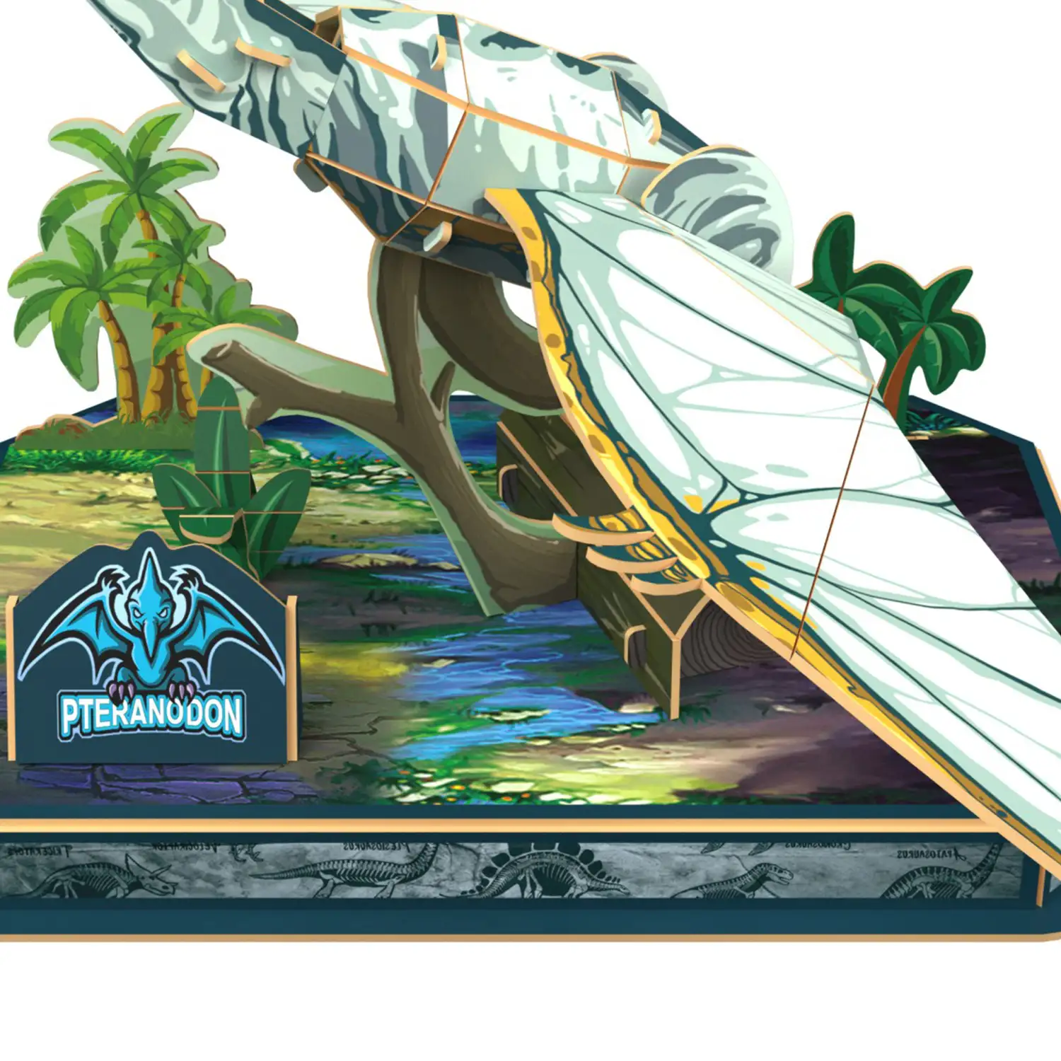 Puzle 3D de cartón del Dinosaurio Pteranodon. 30 piezas.