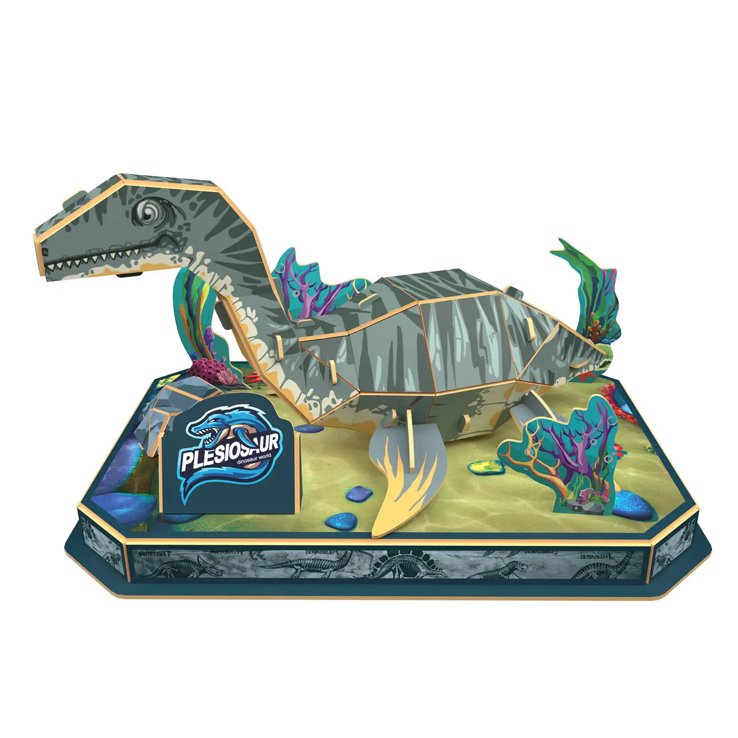 Puzle 3D de cartón del Dinosaurio Plesiosaurus. 29 piezas.