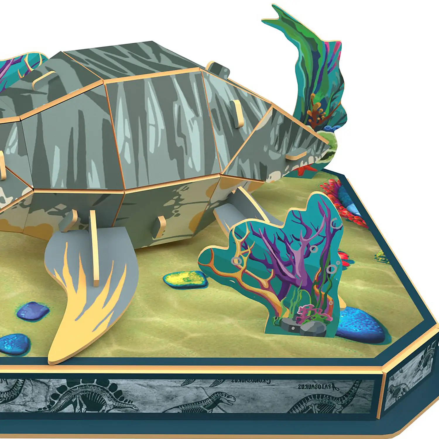 Puzle 3D de cartón del Dinosaurio Plesiosaurus. 29 piezas.