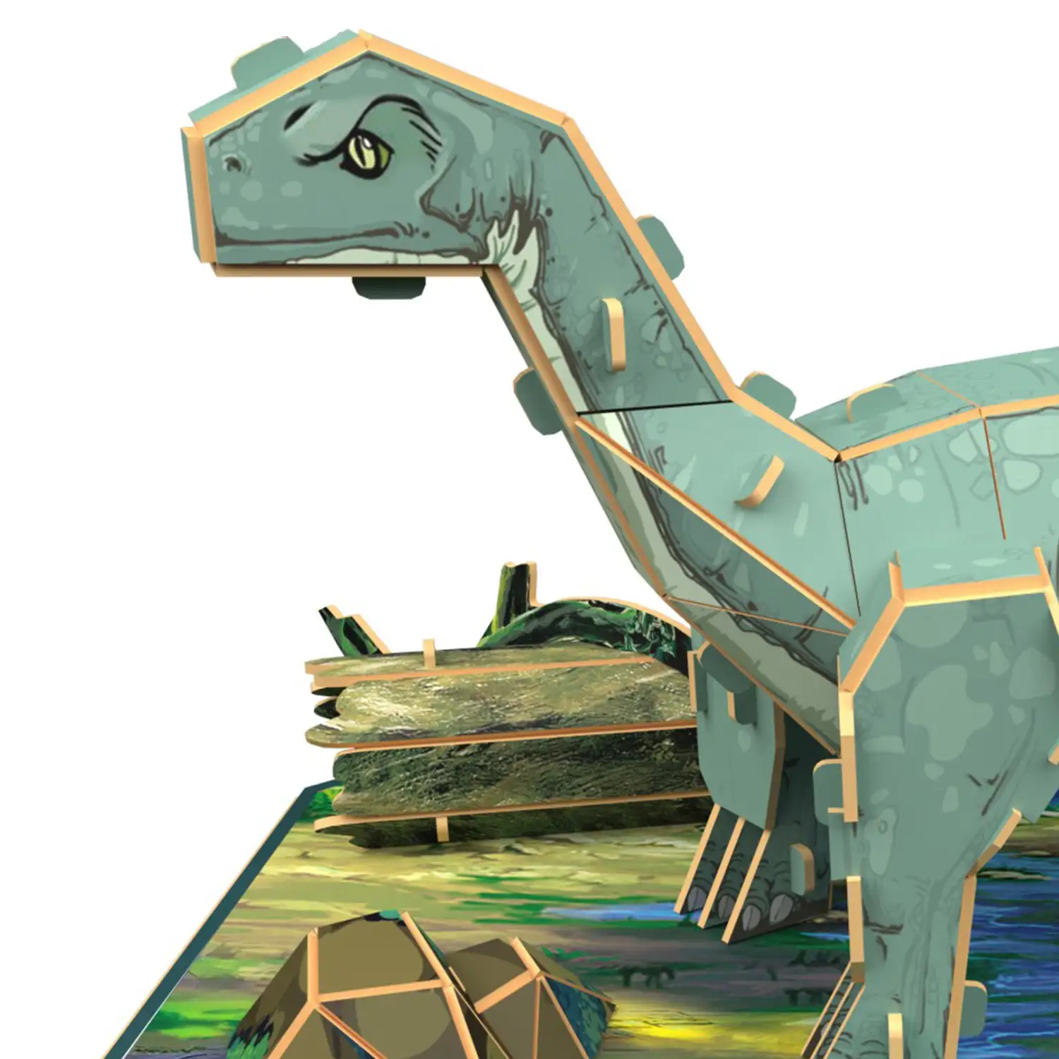 Puzle 3D de cartón del Dinosaurio Diplodocus. 41 piezas.