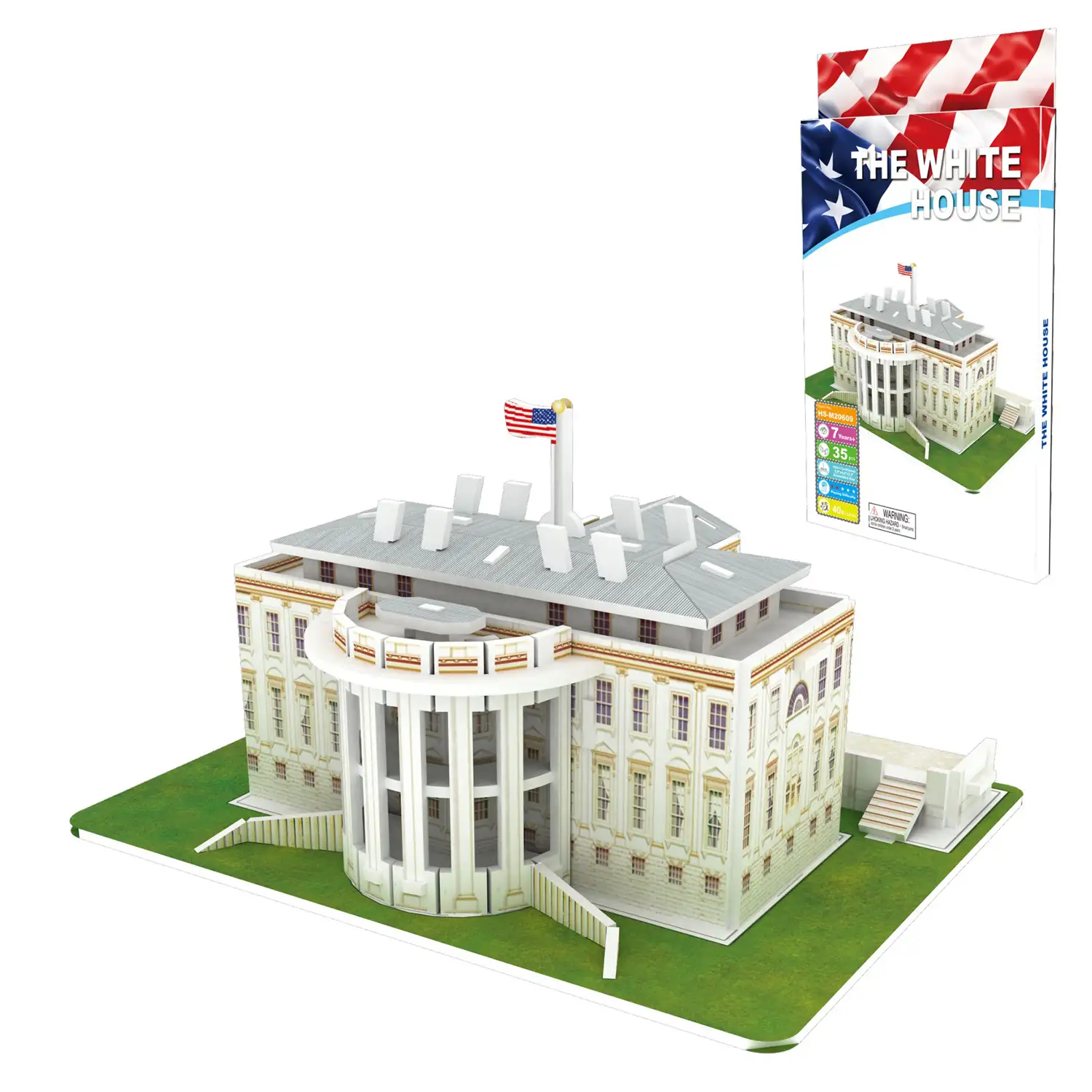 Puzle 3D de cartón de la Casa Blanca en Estados Unidos. 35 piezas.