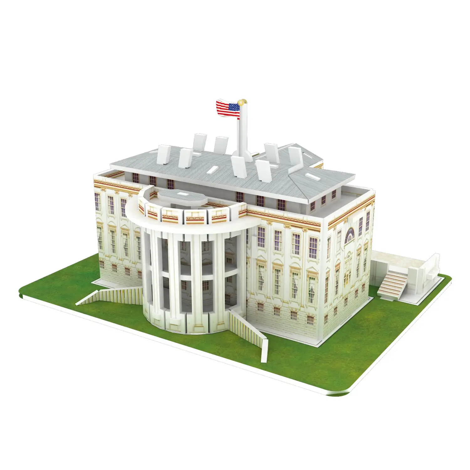 Puzle 3D de cartón de la Casa Blanca en Estados Unidos. 35 piezas.