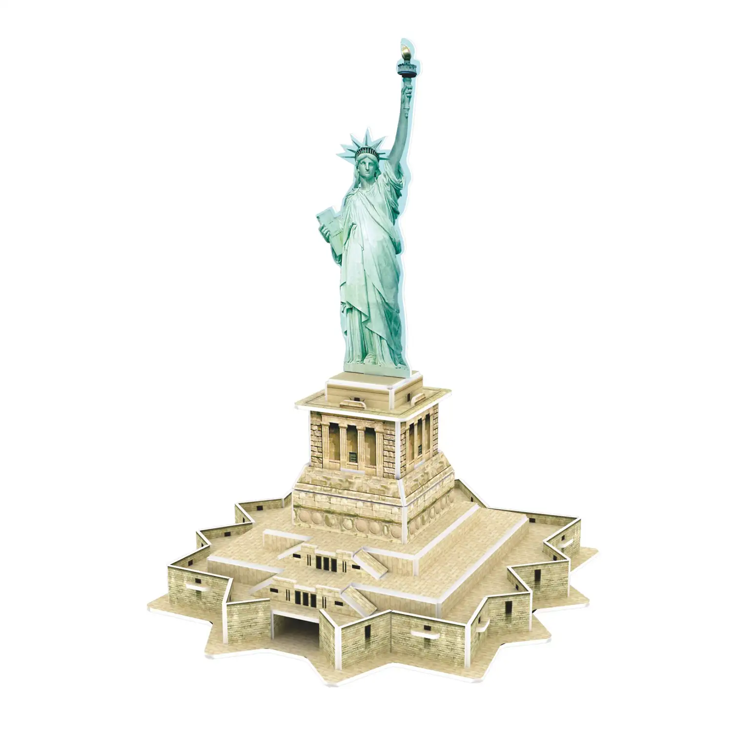 Puzle 3D de cartón de la Estatua de la Libertad situada en Nueva York. 22 piezas.