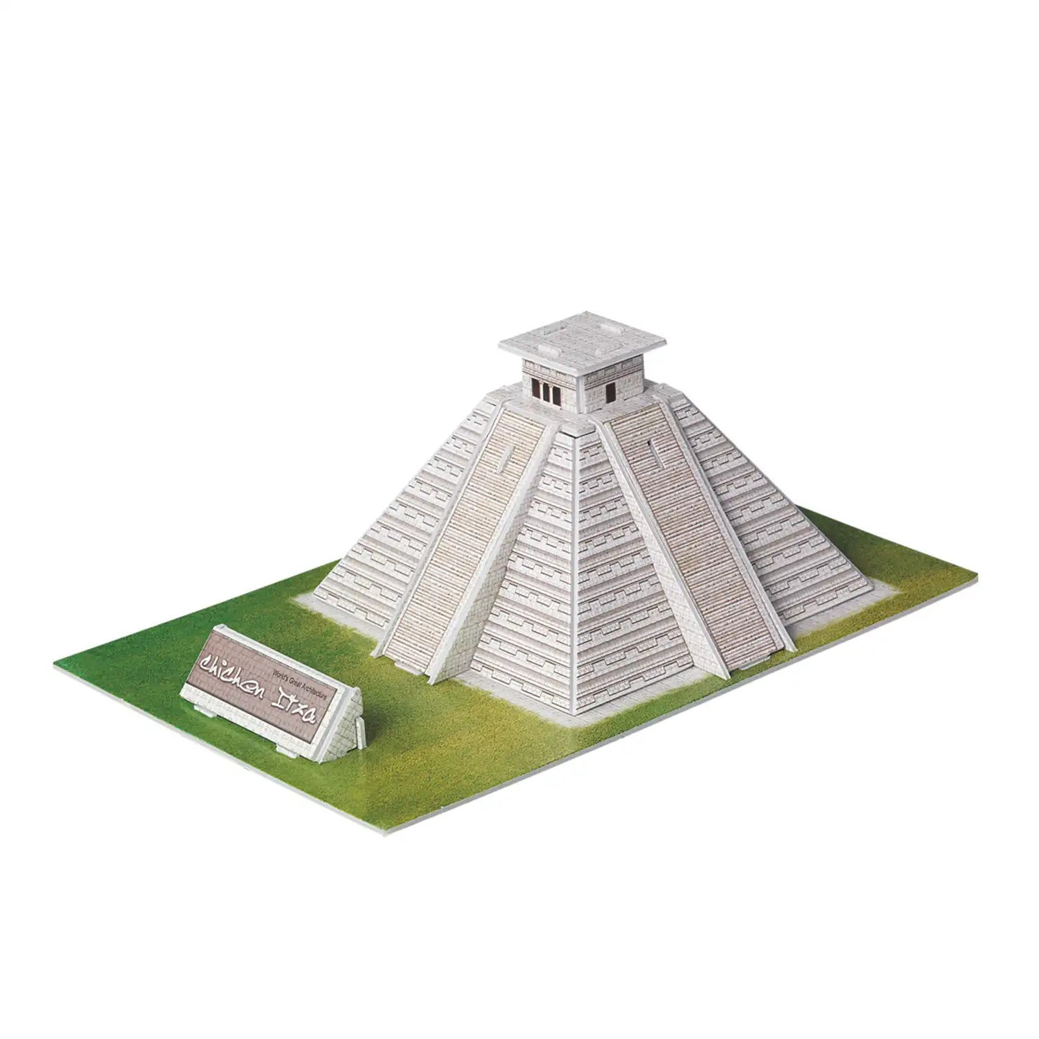 Puzle 3D de cartón de una Piramide Maya situada en México. 19 piezas.