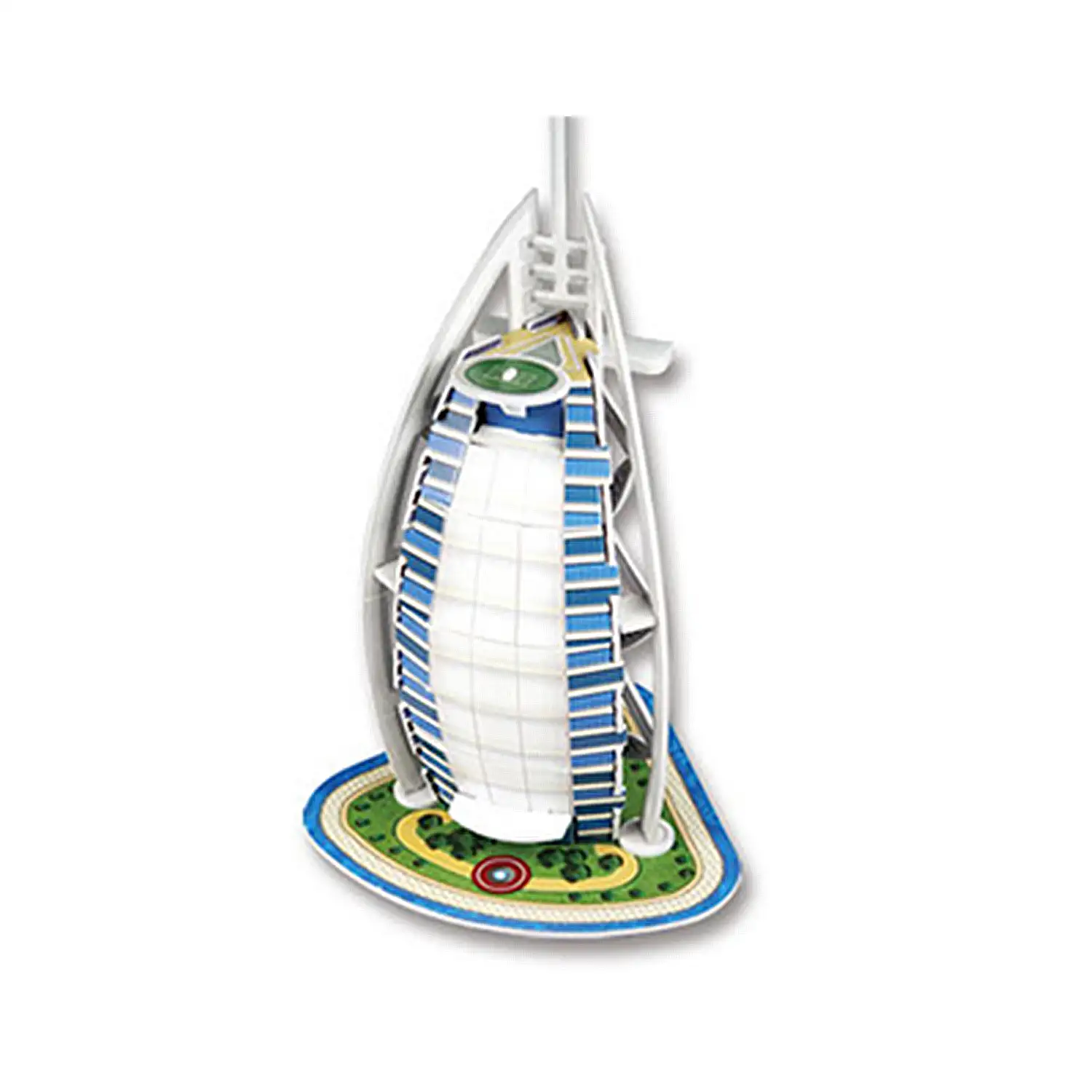 Puzle 3D de cartón del hotel Burj Al Arab situado en Dubai. 17 piezas.