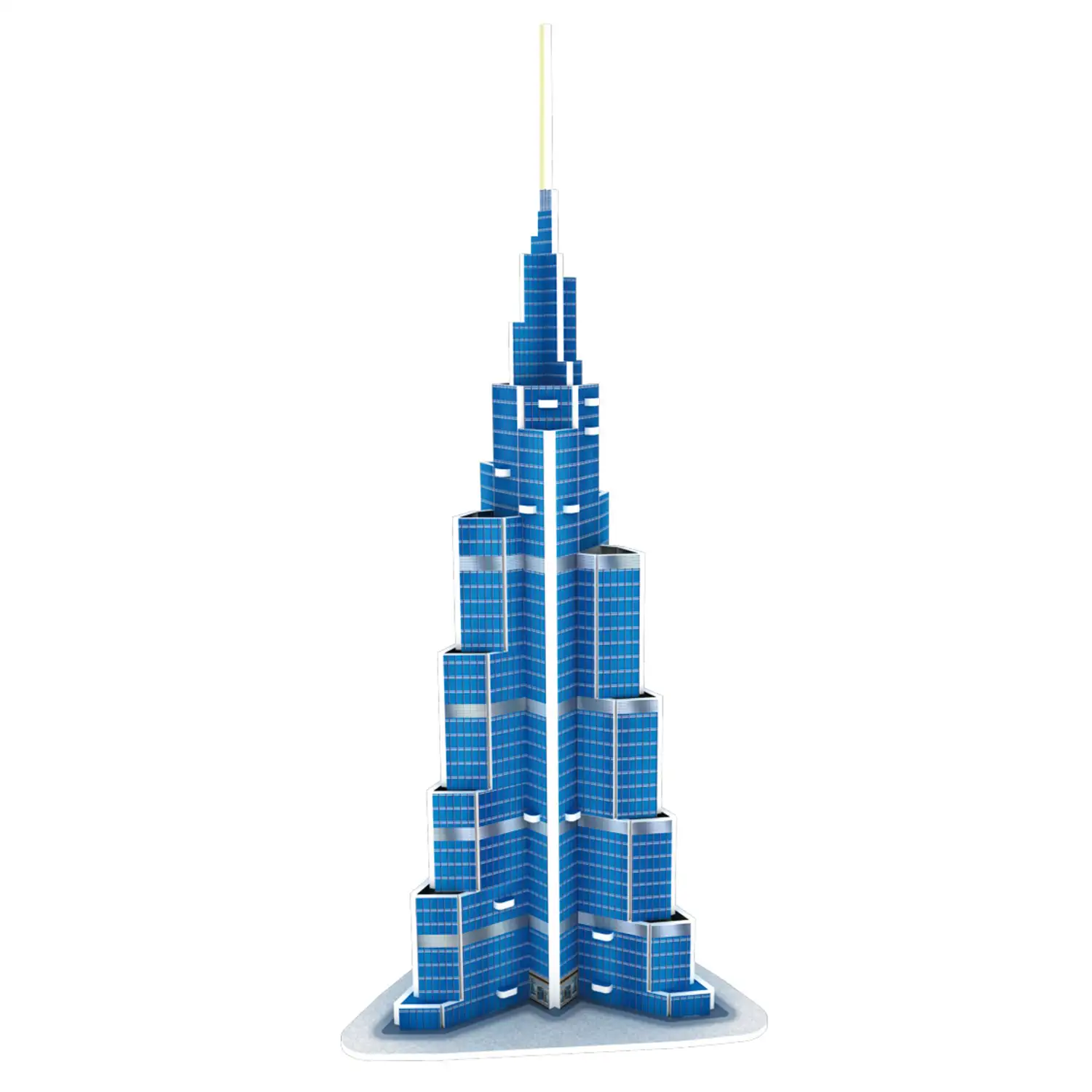 Puzle 3D de cartón del rascacielos Burj Khalifa situado en Dubai. 51 piezas.
