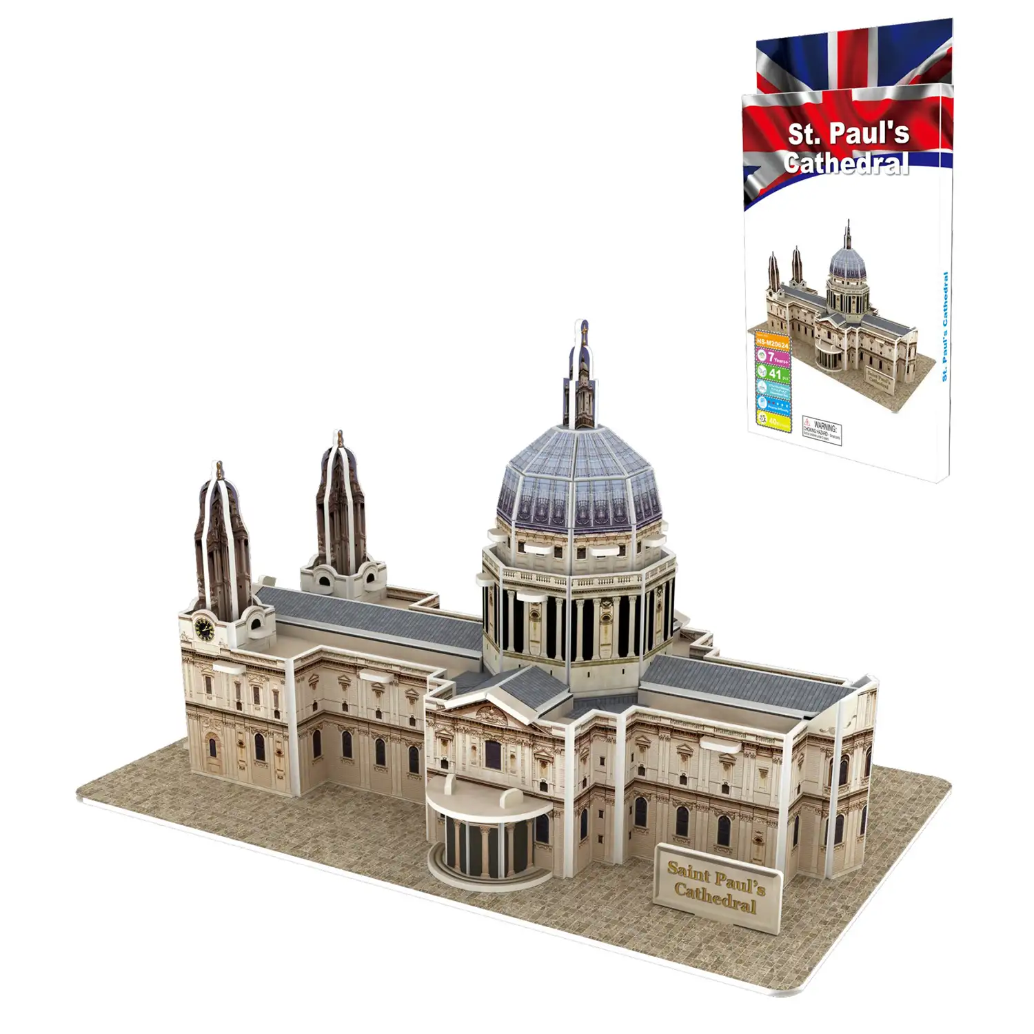 Puzle 3D de cartón de la Catedral de San Pablo en Londres. 41 piezas.