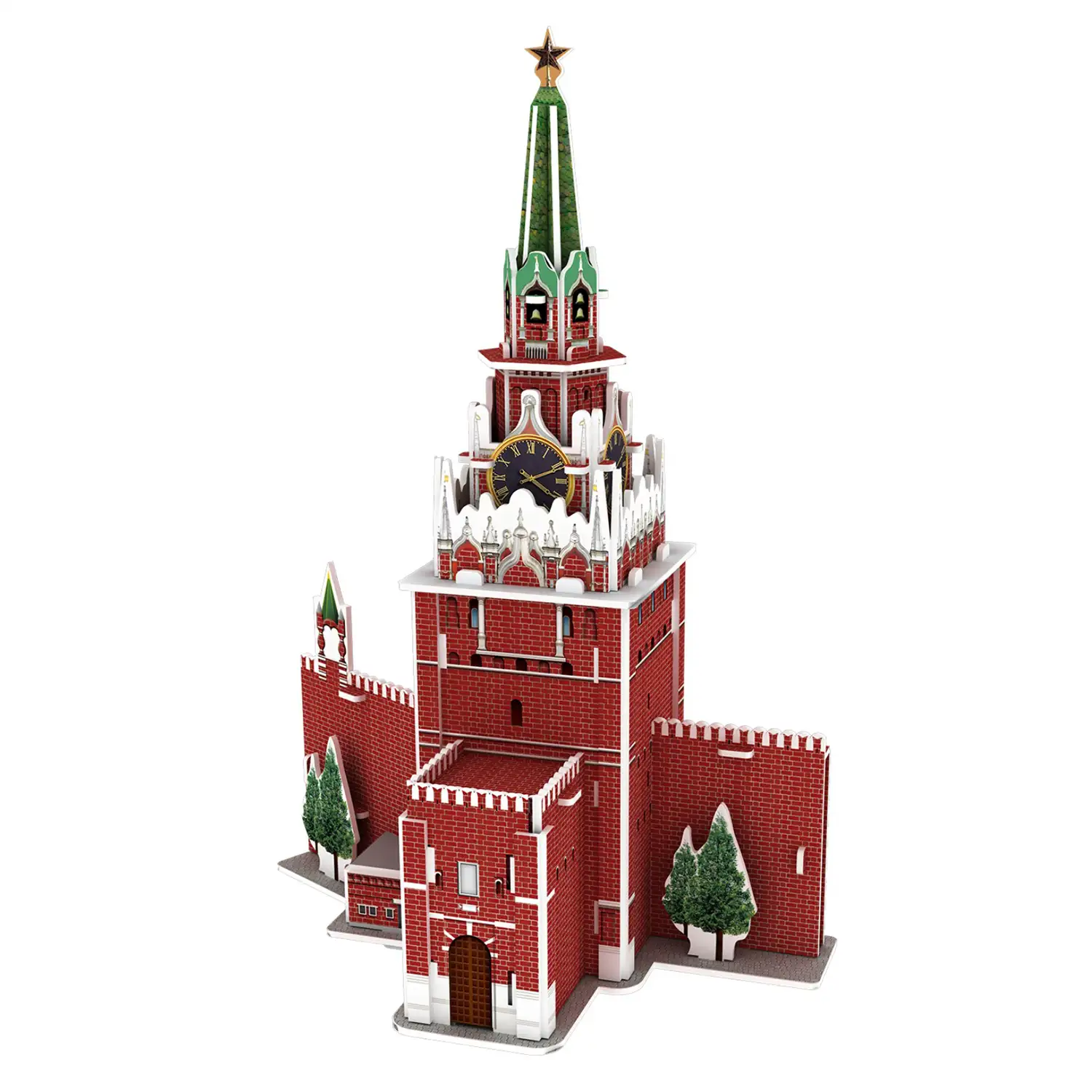 Puzle 3D de cartón de la Torre Spásskaya en Moscú. 28 piezas.