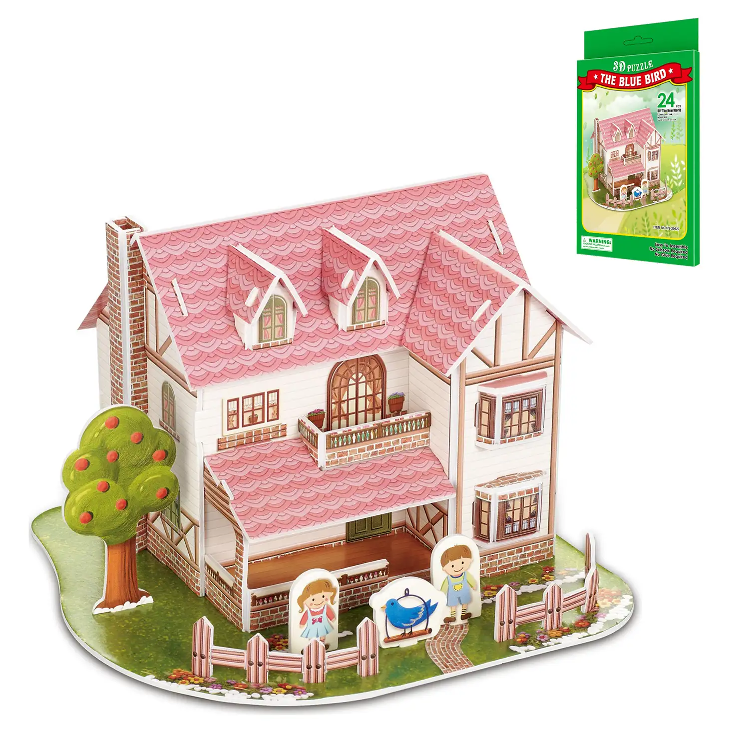 Maqueta 3D de cartón de la Casita del pajaro azul. 24 piezas.