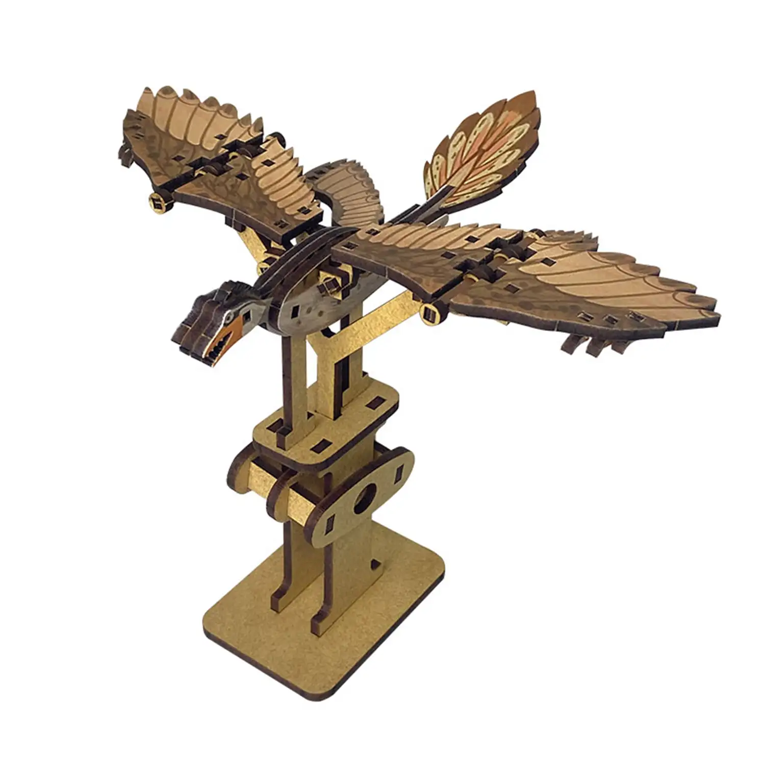 Maqueta de Madera 3D, con movimiento mecánico diseño de Pájaro dragón chino.