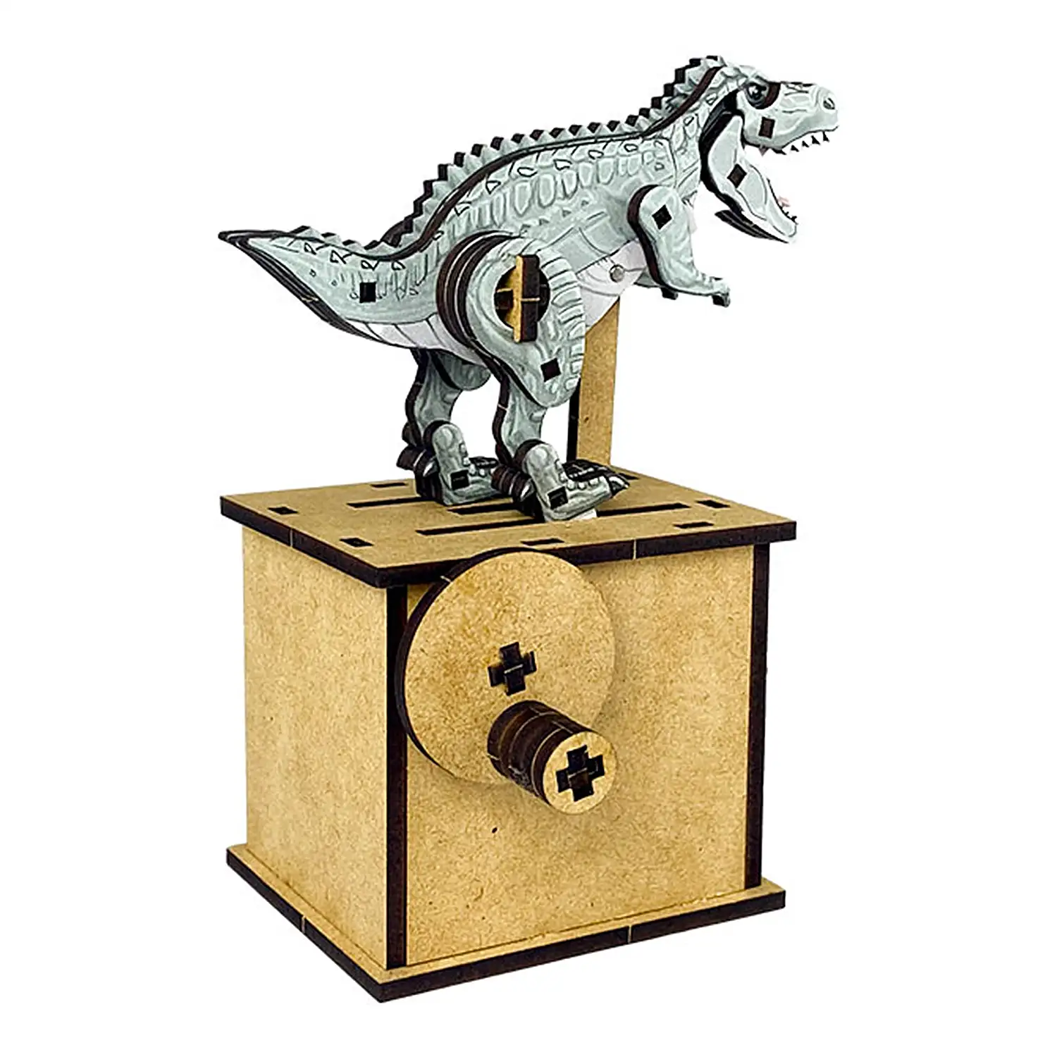 Maqueta de Madera 3D, con movimiento mecánico diseño de Tiranosaurio Rex.