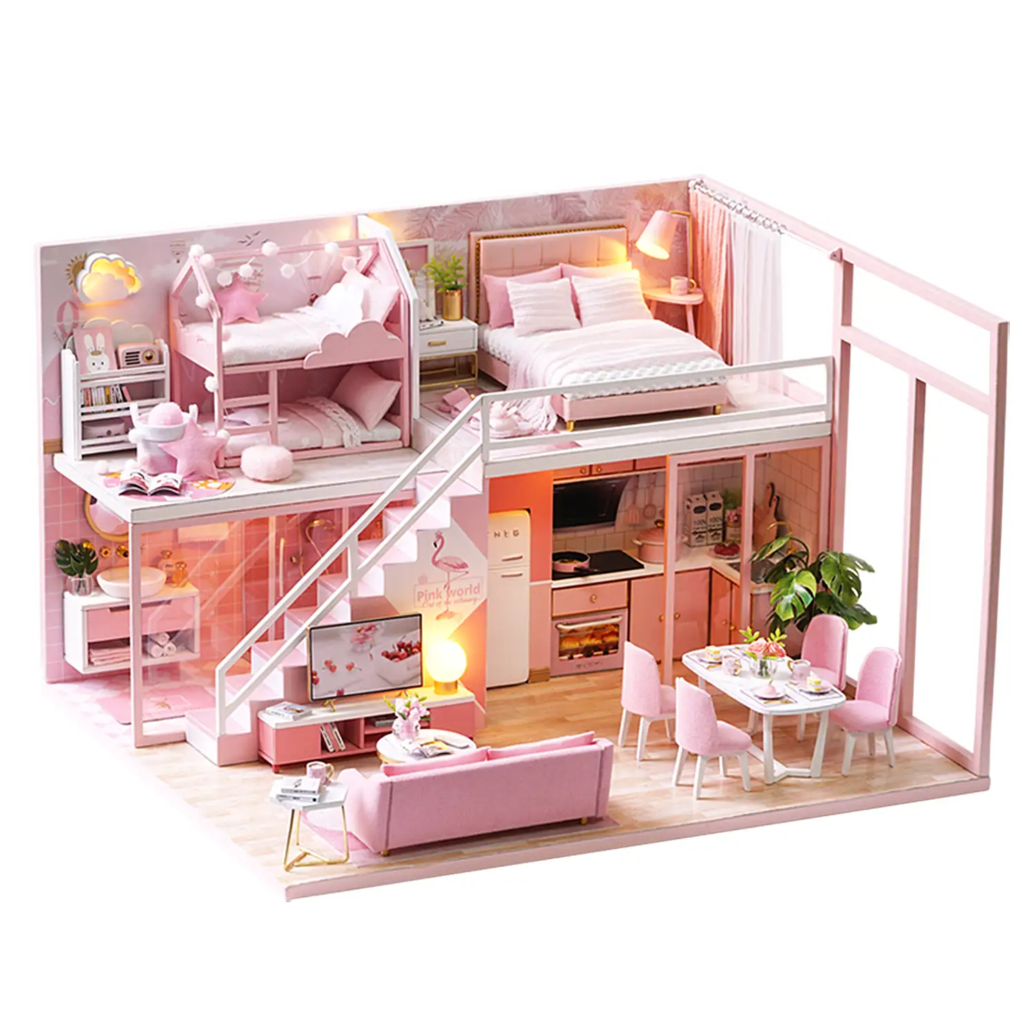Dúplex Rosa. Maqueta 3D realista con gran detalle y luces led.