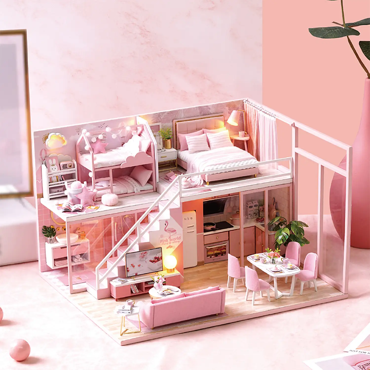 Dúplex Rosa. Maqueta 3D realista con gran detalle y luces led.